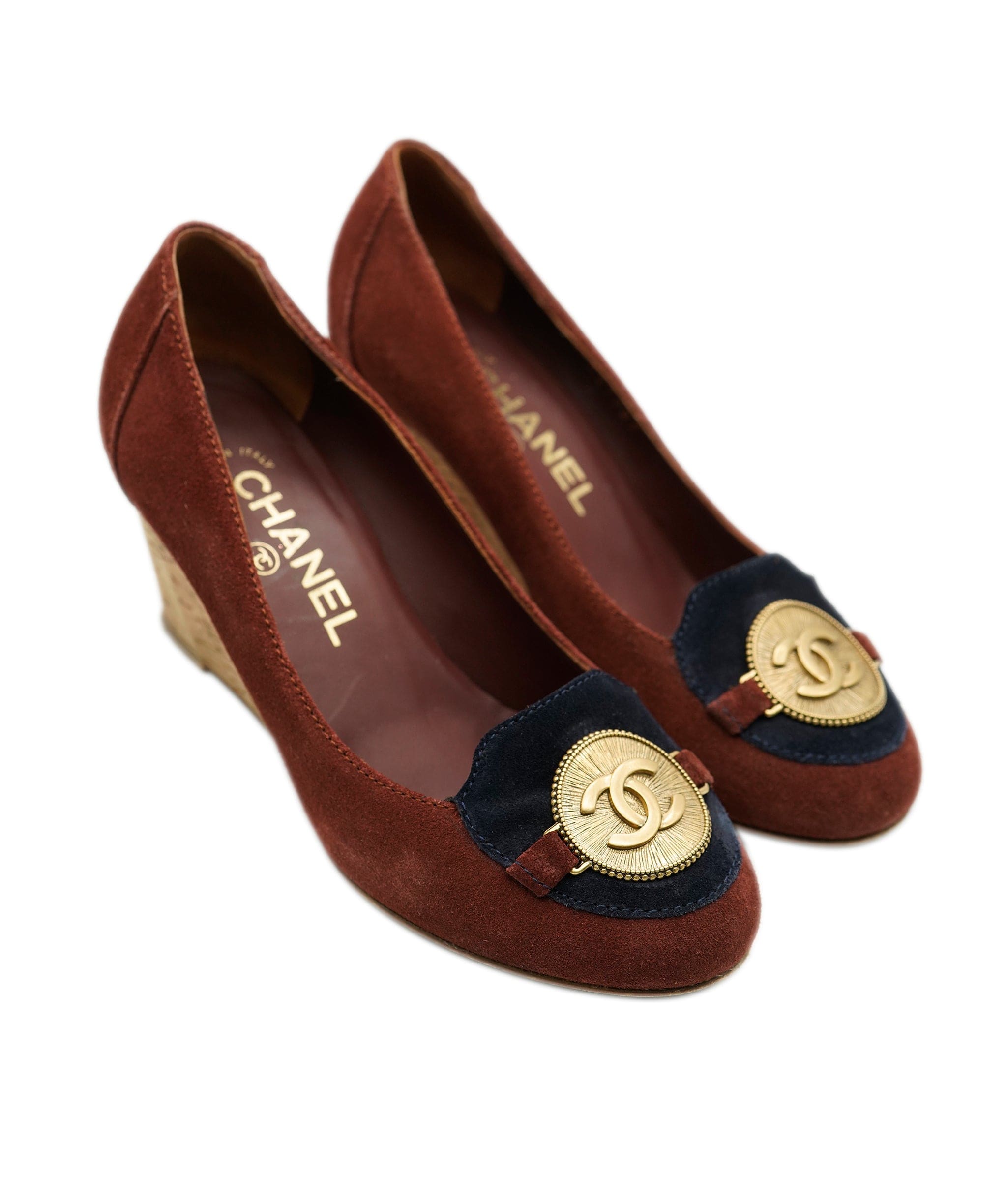 Chanel Chanel burgundy wedges with sunburst detail  - AJC0450