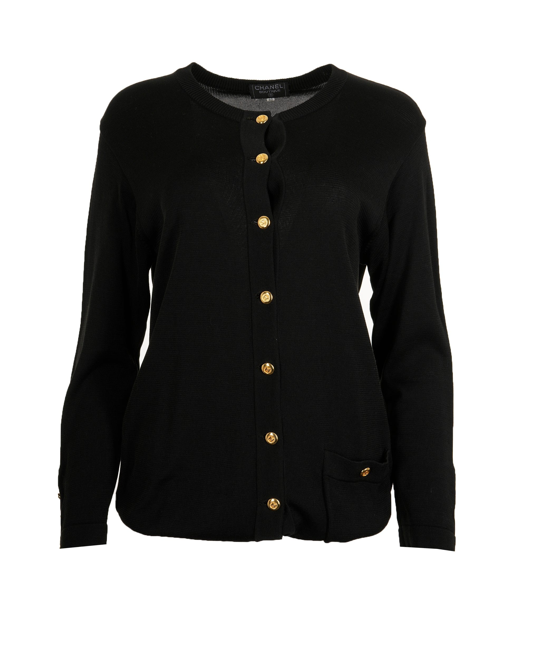 Chanel Chanel Cardigan #40 Black Gold CC ASL9794