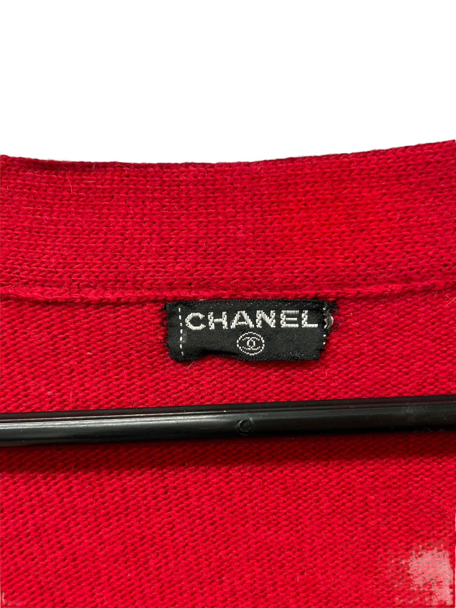 Chanel Chanel Cardigan Red Knit Gold CC Buttons SKC1522