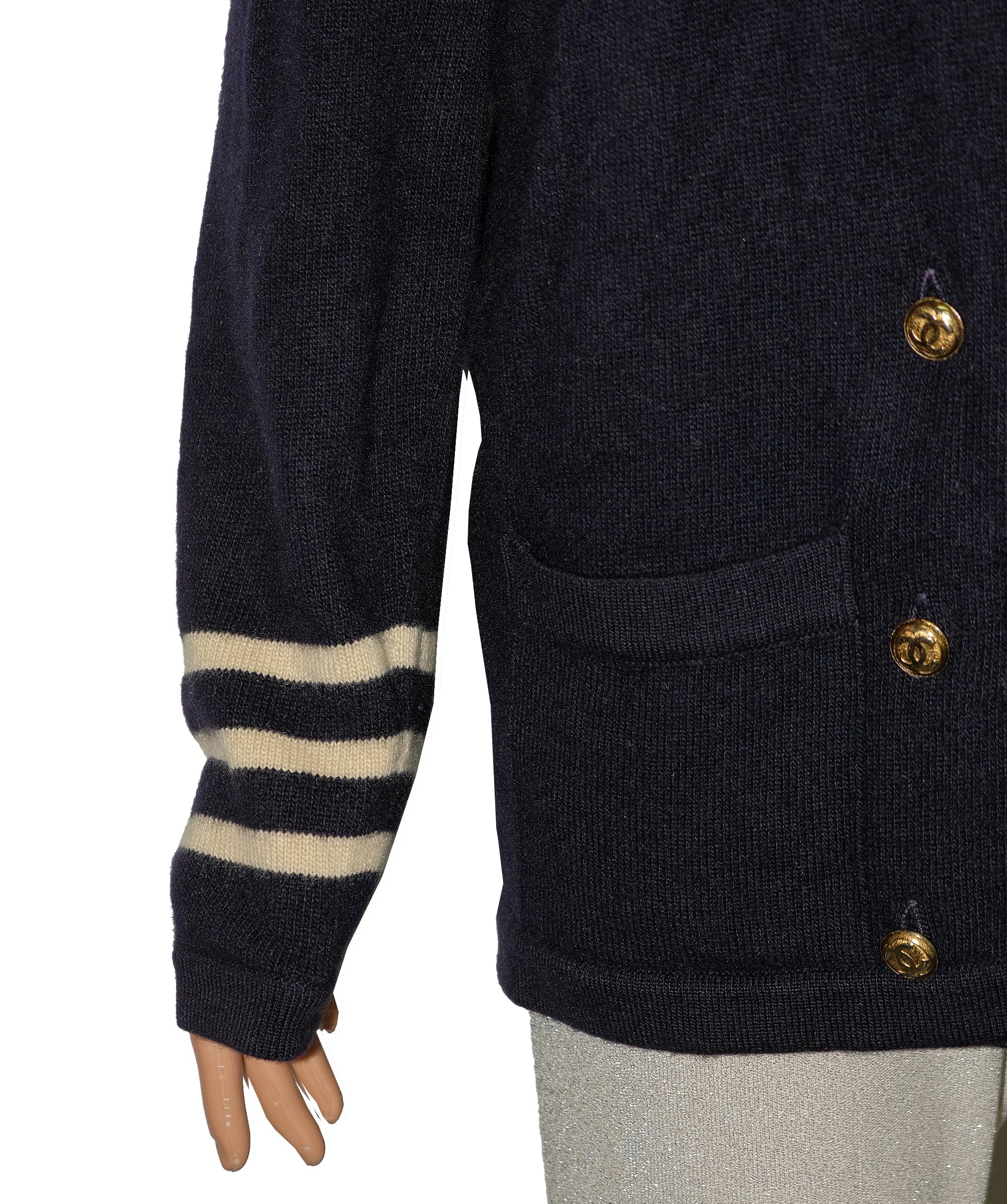 Chanel Chanel Cashmere Cardigan Navy Blue RJC2732