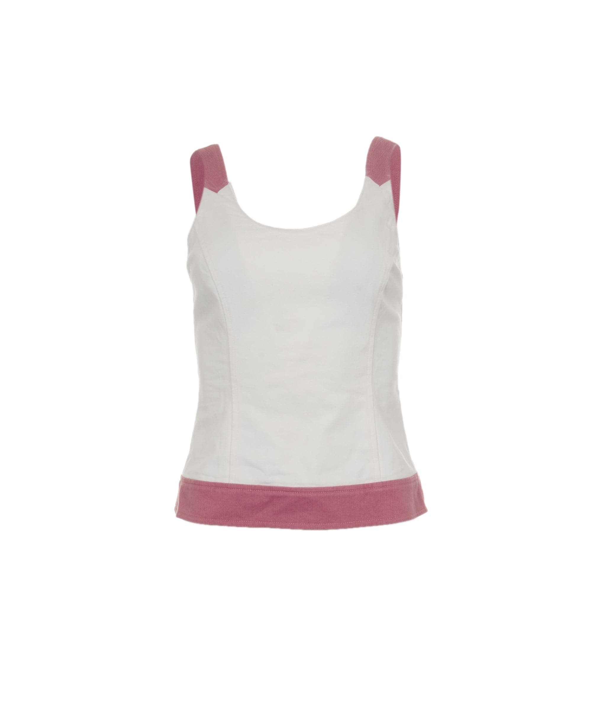 Chanel Chanel CC Back Button Camisole White Denim Pink ASL7996