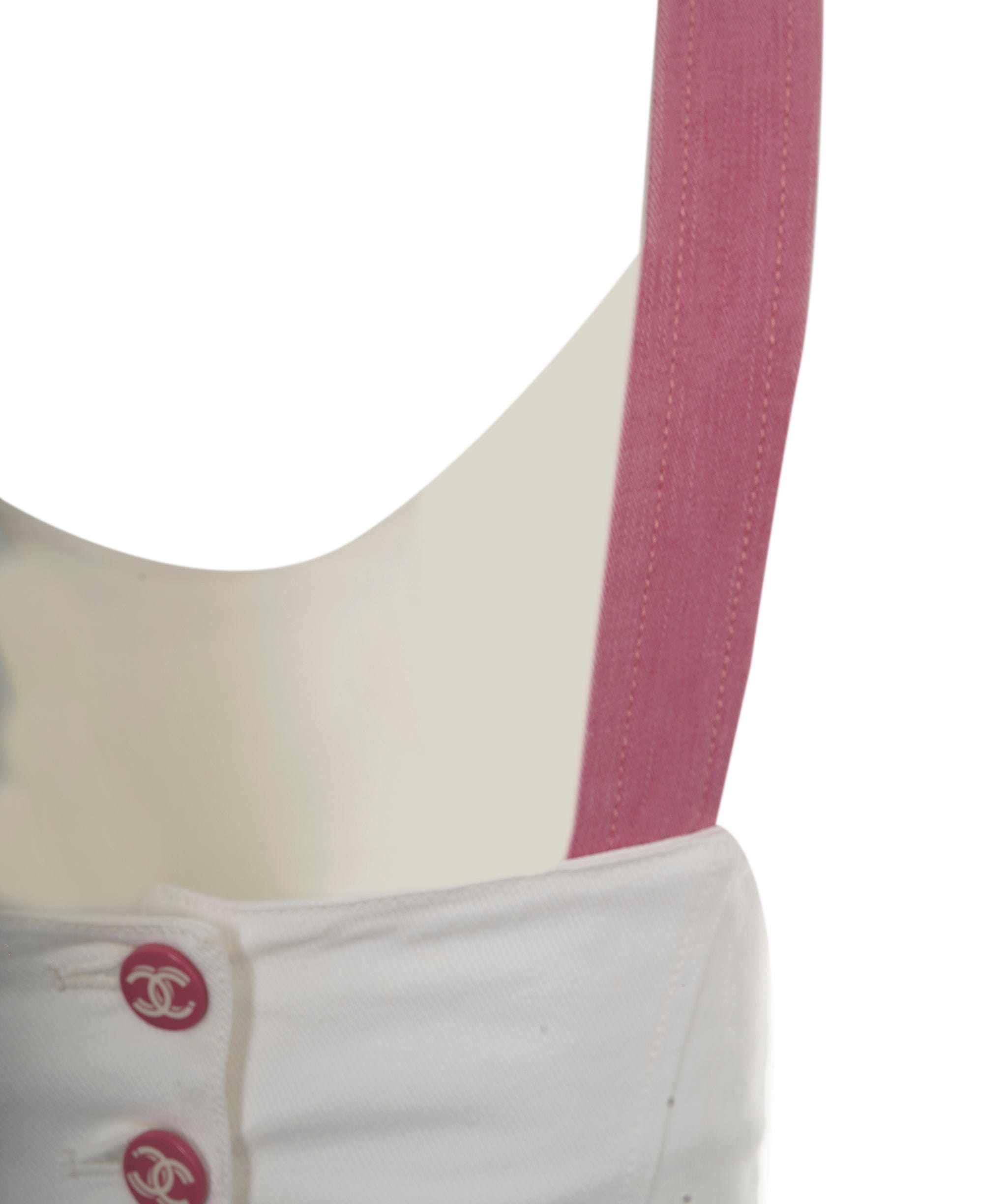 Chanel Chanel CC Back Button Camisole White Denim Pink ASL7996