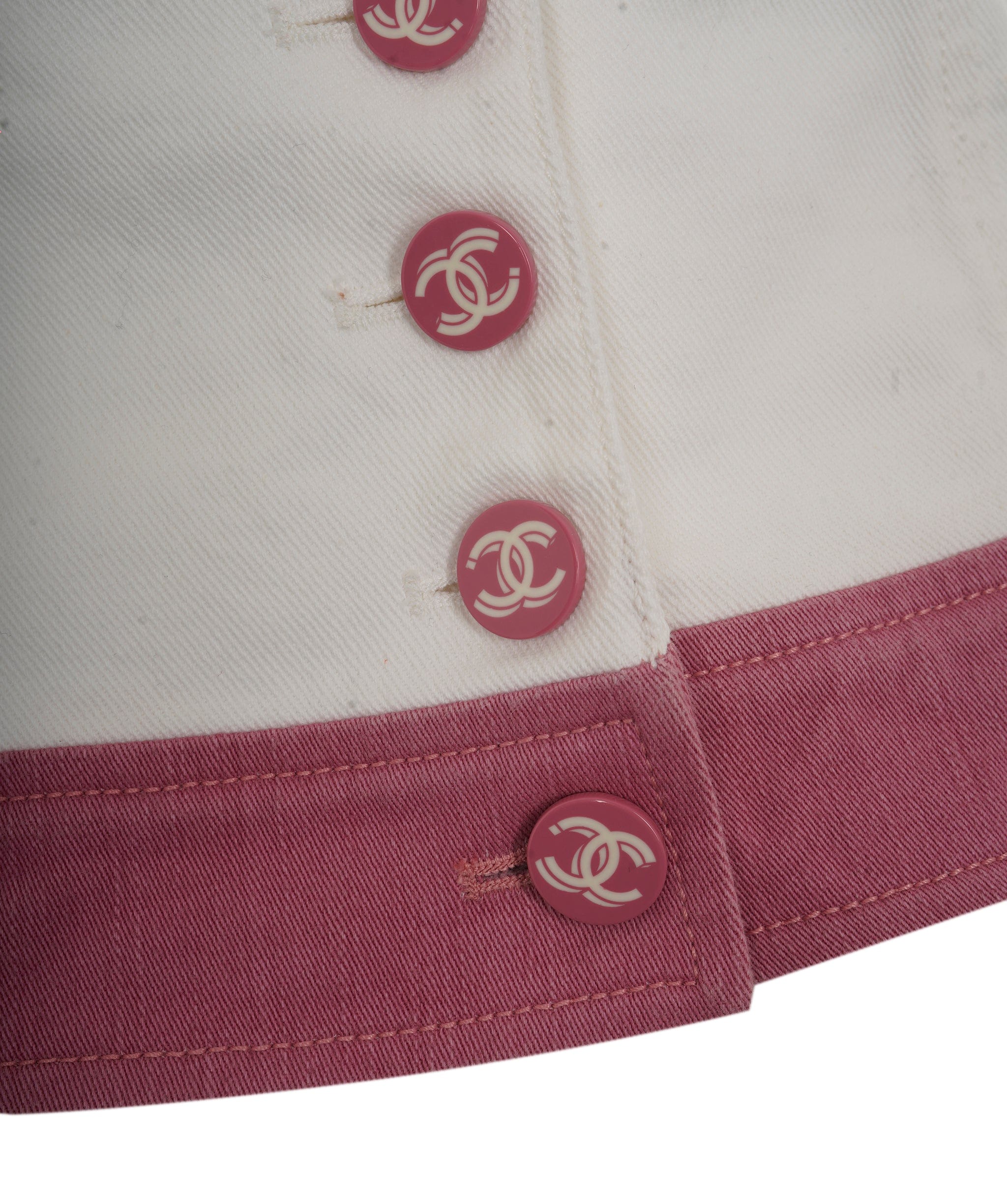 Chanel Chanel CC Back Button Camisole White Denim Pink ASL7996