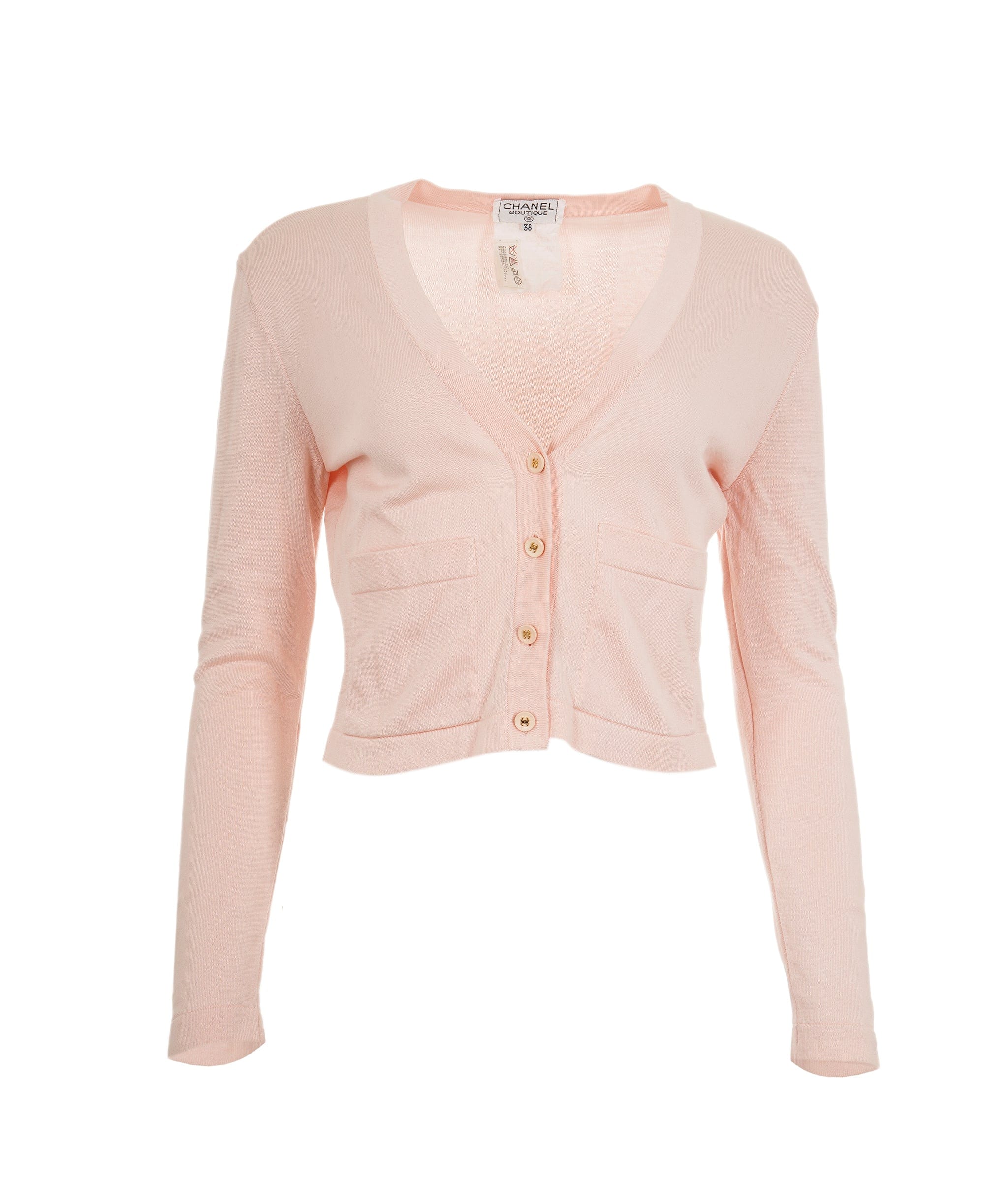 Chanel Chanel CC Button Cardigan Baby Pink ASL8878