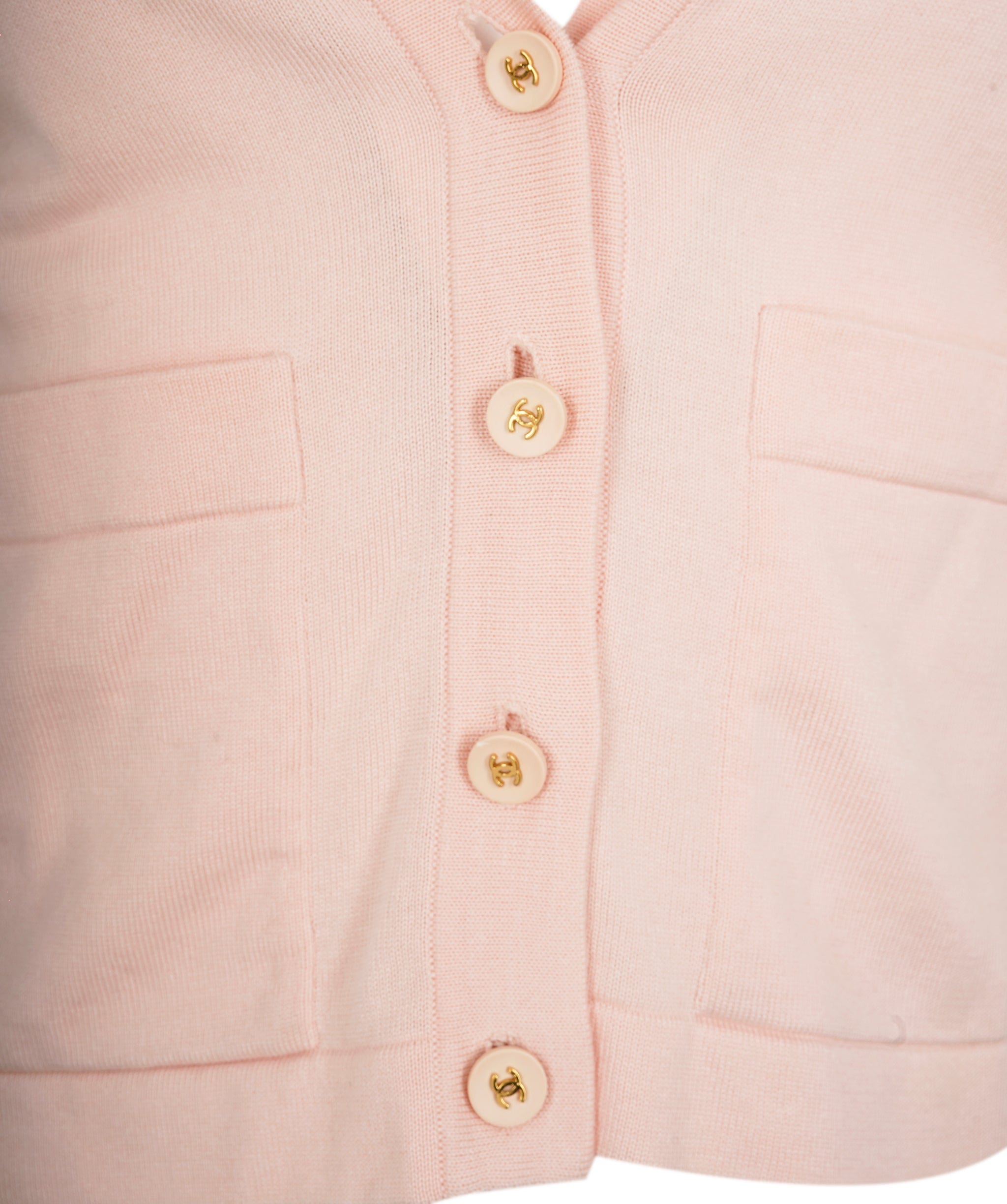 Chanel Chanel CC Button Cardigan Baby Pink ASL8878