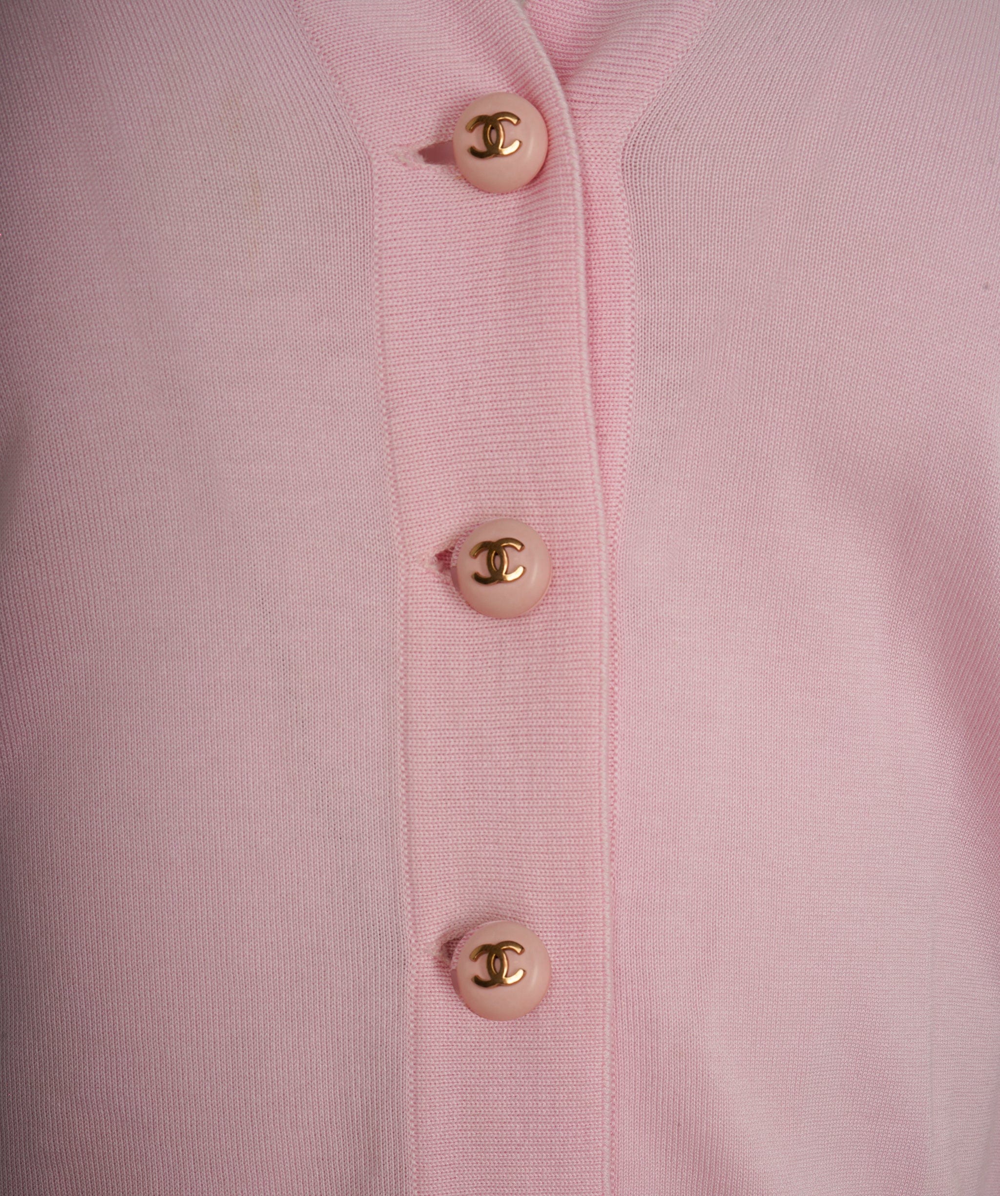 Chanel Chanel CC Button Cardigan Pink ASL8298