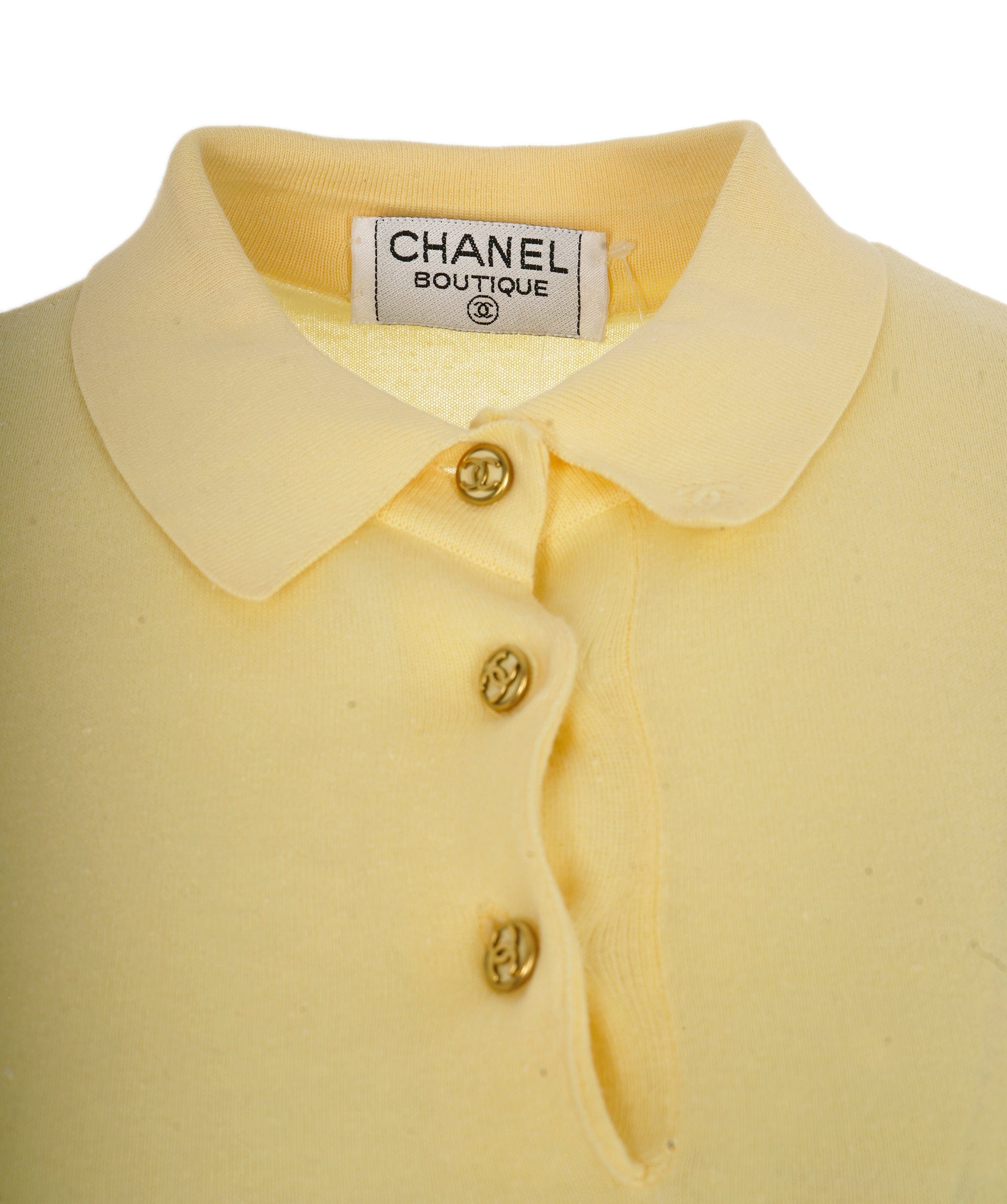 Chanel Chanel CC Button Polo Top Yellow ASL7991