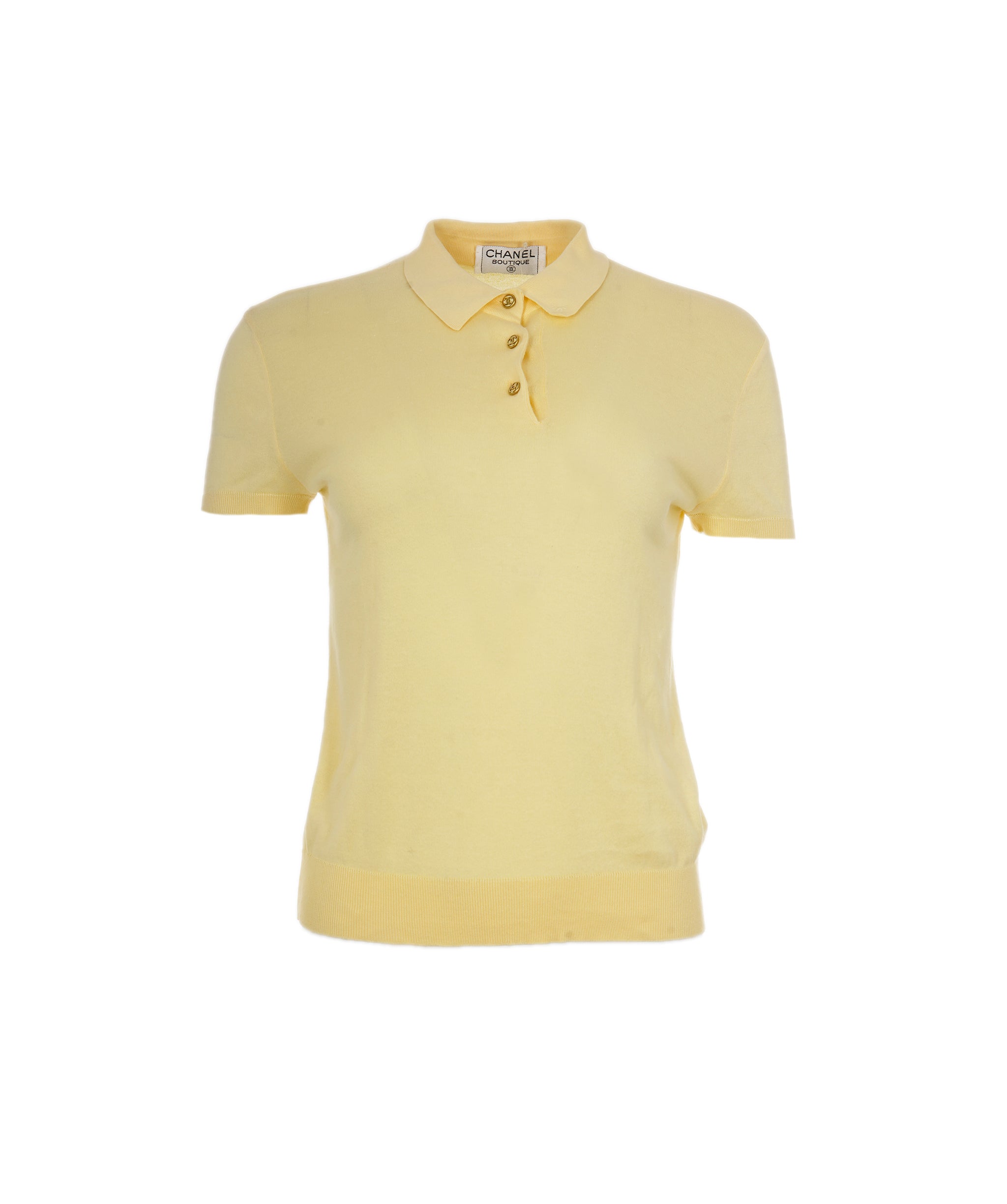 Chanel Chanel CC Button Polo Top Yellow ASL7991