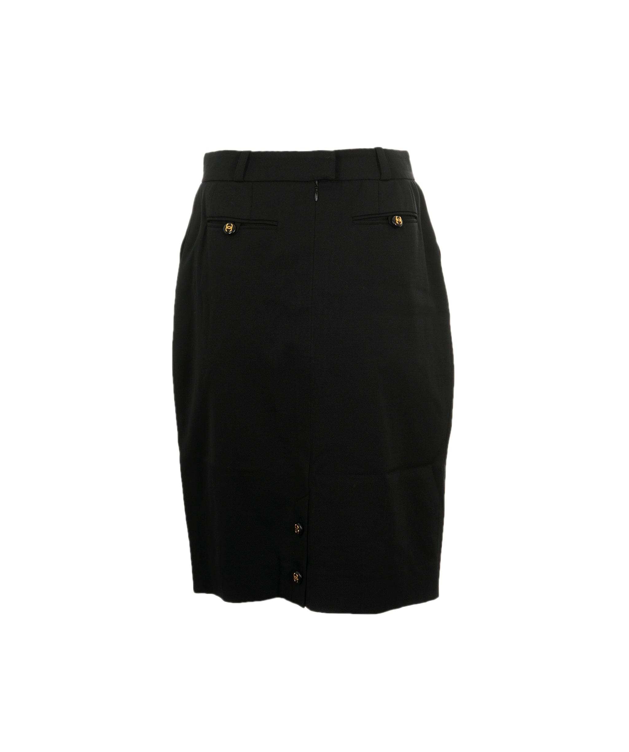 Chanel Chanel CC Button Skirt Black ASL8850