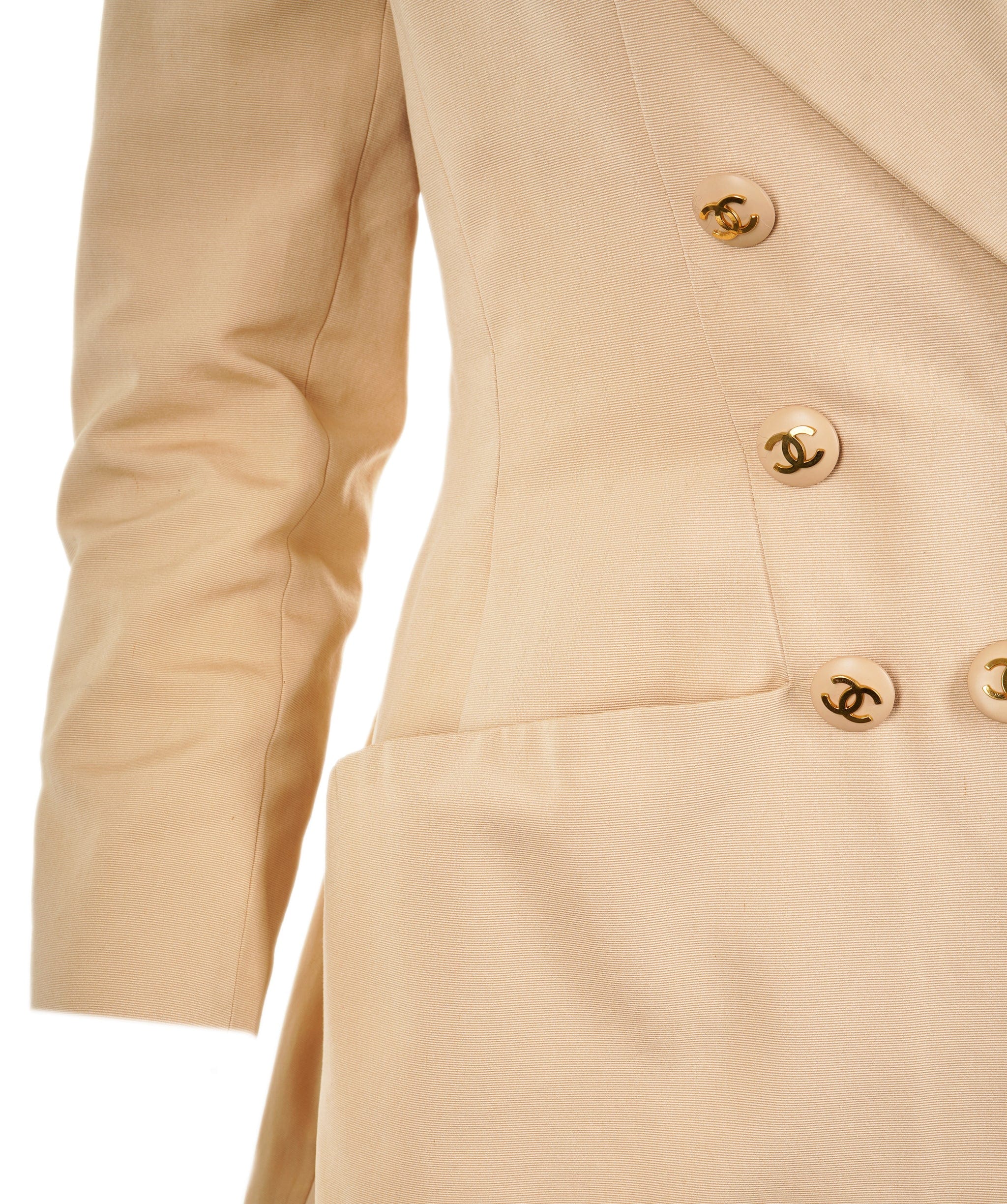 Chanel Chanel CC Button Skirt Suits Beige ASL9168