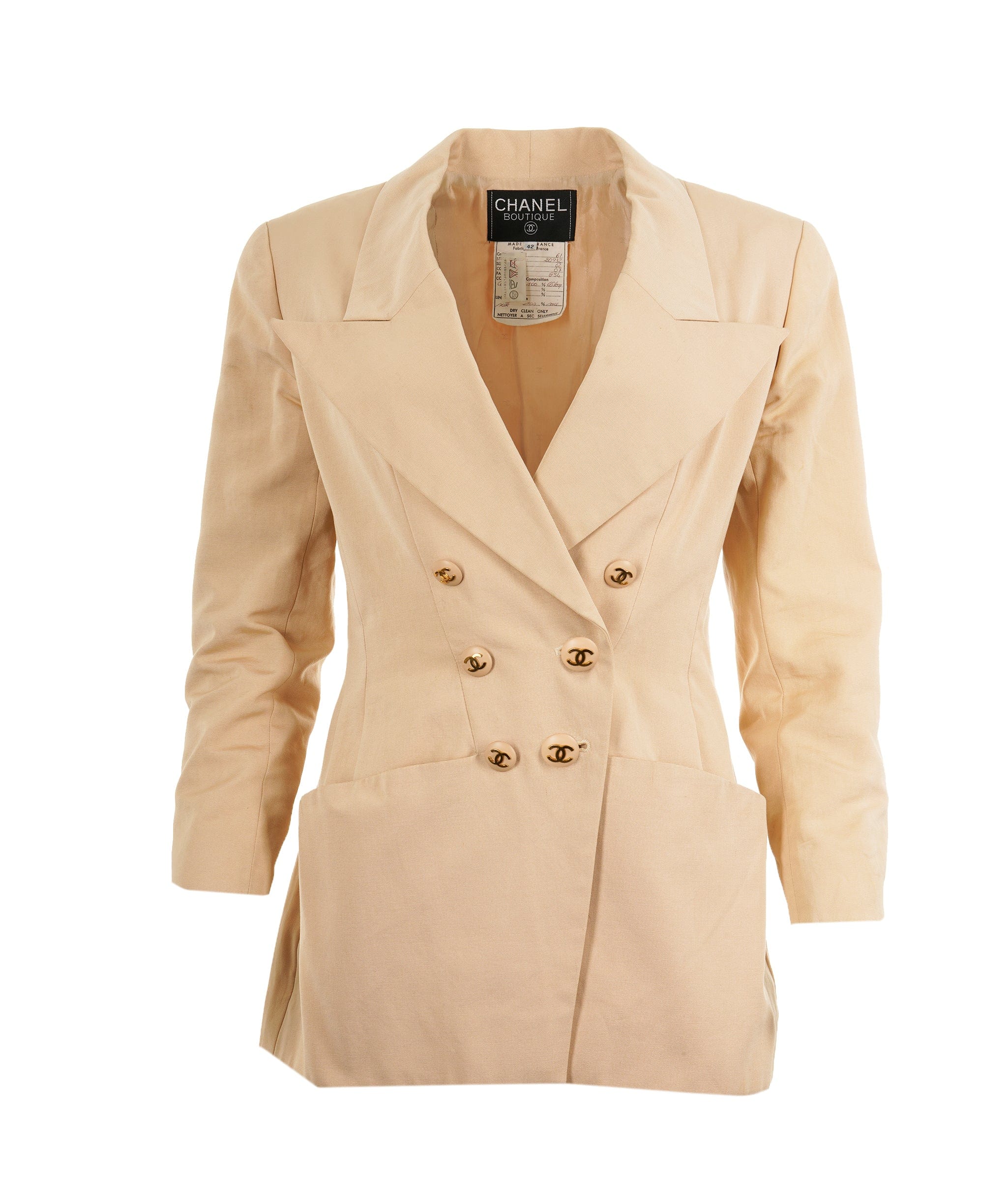 Chanel Chanel CC Button Skirt Suits Beige ASL9168