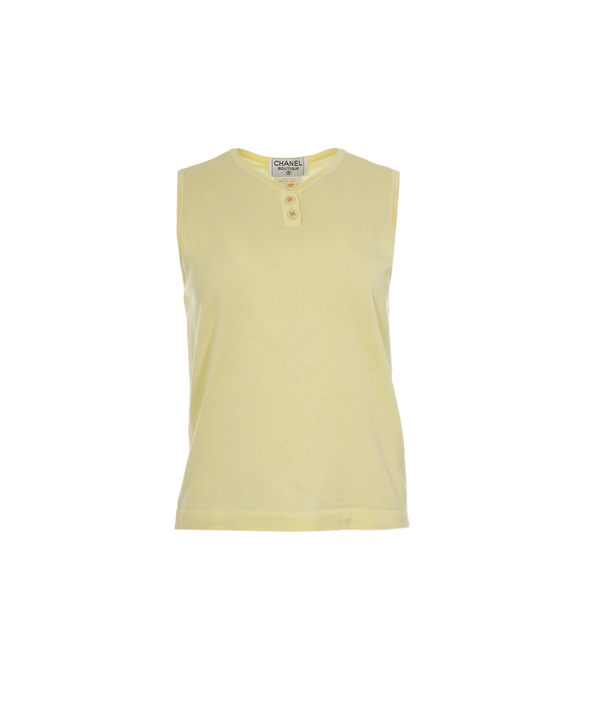 Chanel Chanel CC Button Summer Knit Tank Yellow ASL7997