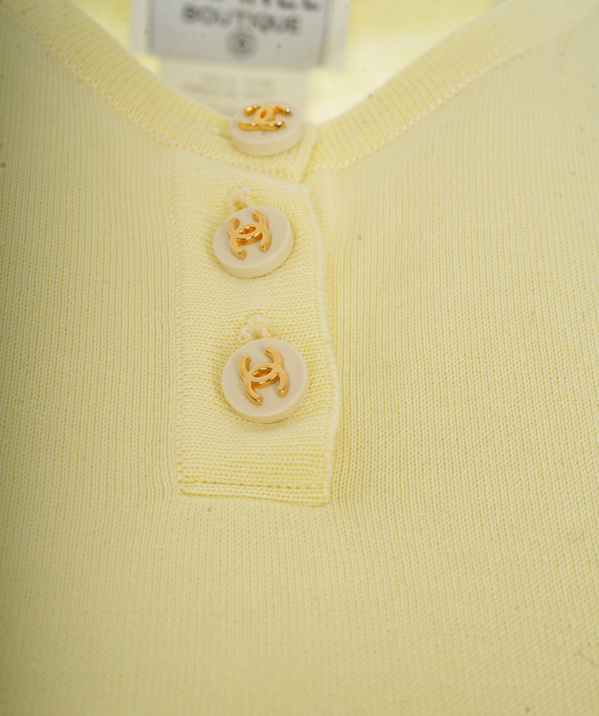 Chanel Chanel CC Button Summer Knit Tank Yellow ASL7997