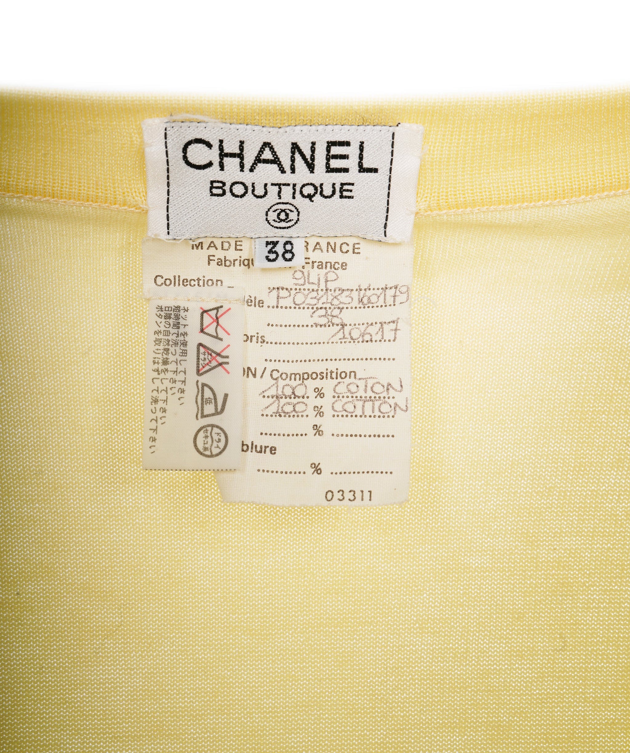 Chanel Chanel CC Buttons Cropped Cardigan Yellow ASL9537