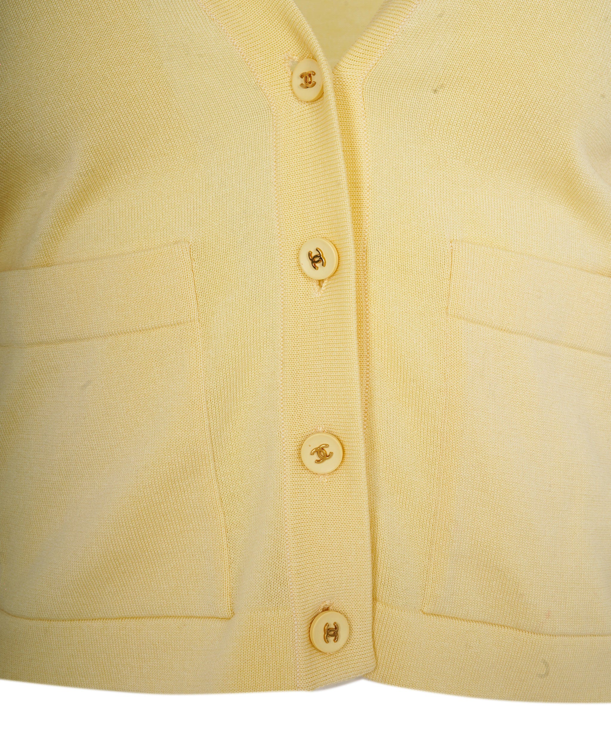 Chanel Chanel CC Buttons Cropped Cardigan Yellow ASL9537