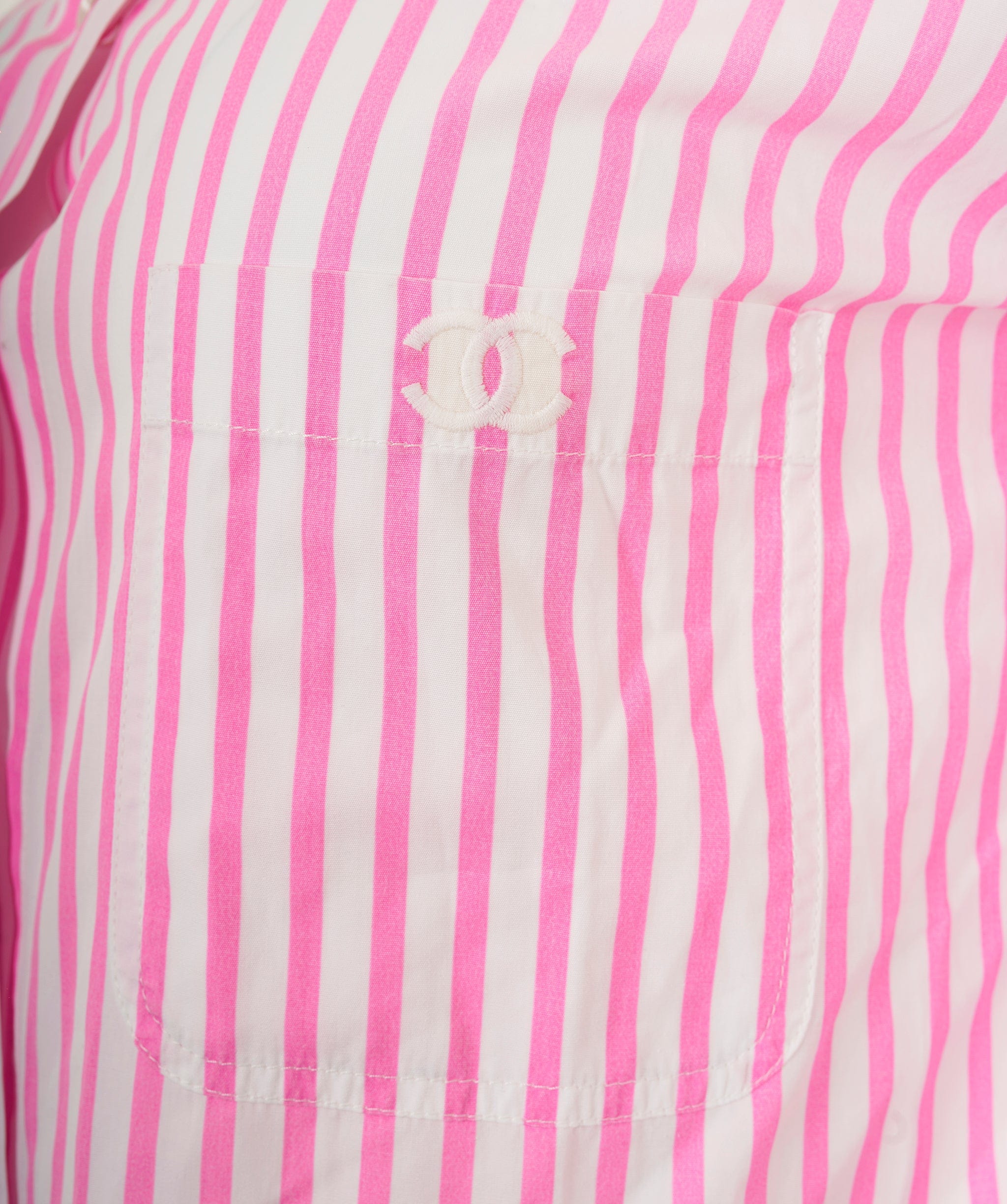 Chanel Chanel CC Buttons Stripe Shirt Pink ASL9064