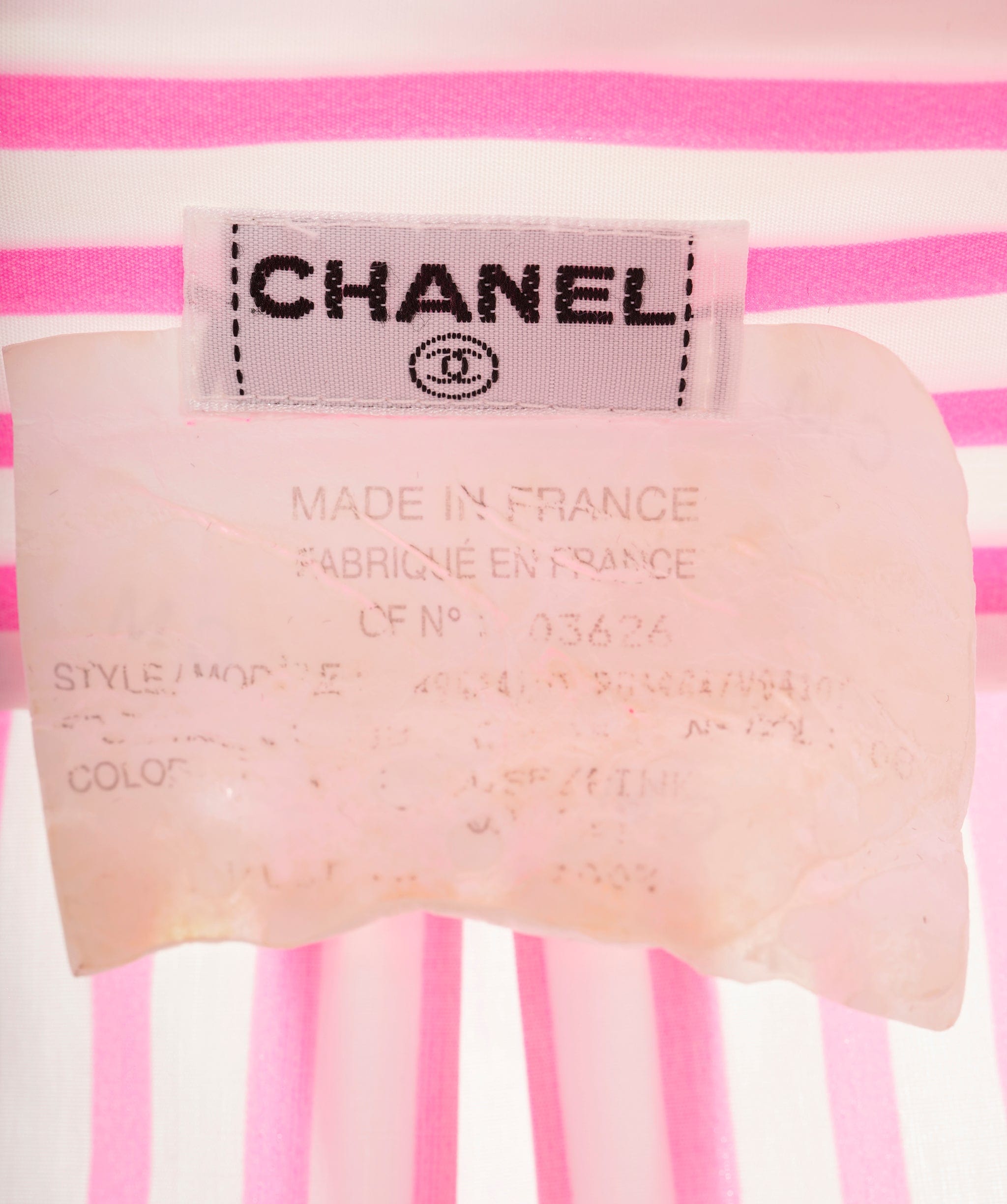 Chanel Chanel CC Buttons Stripe Shirt Pink ASL9064