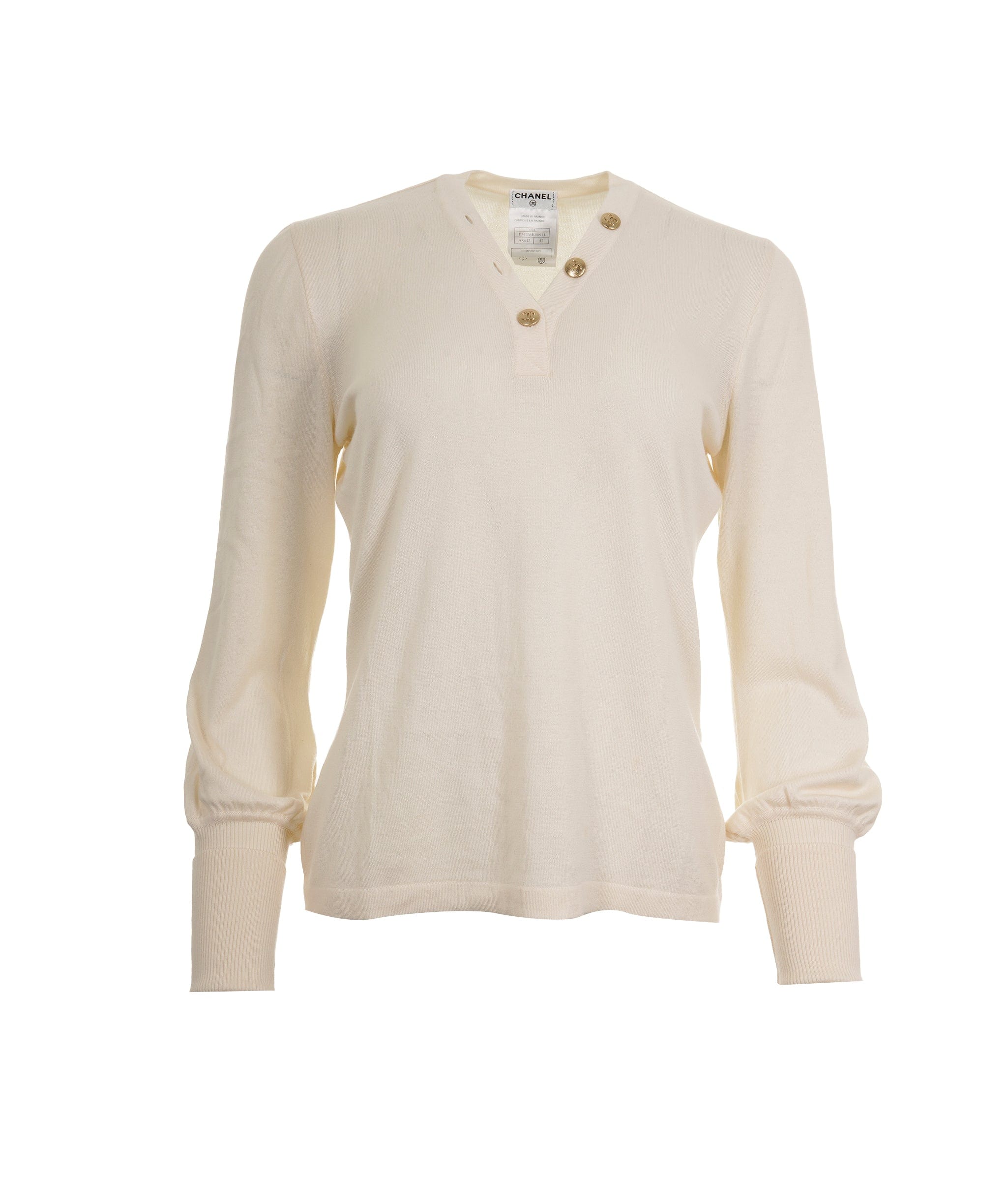 Chanel Chanel CC CC Button Sweater Cream ASL9010