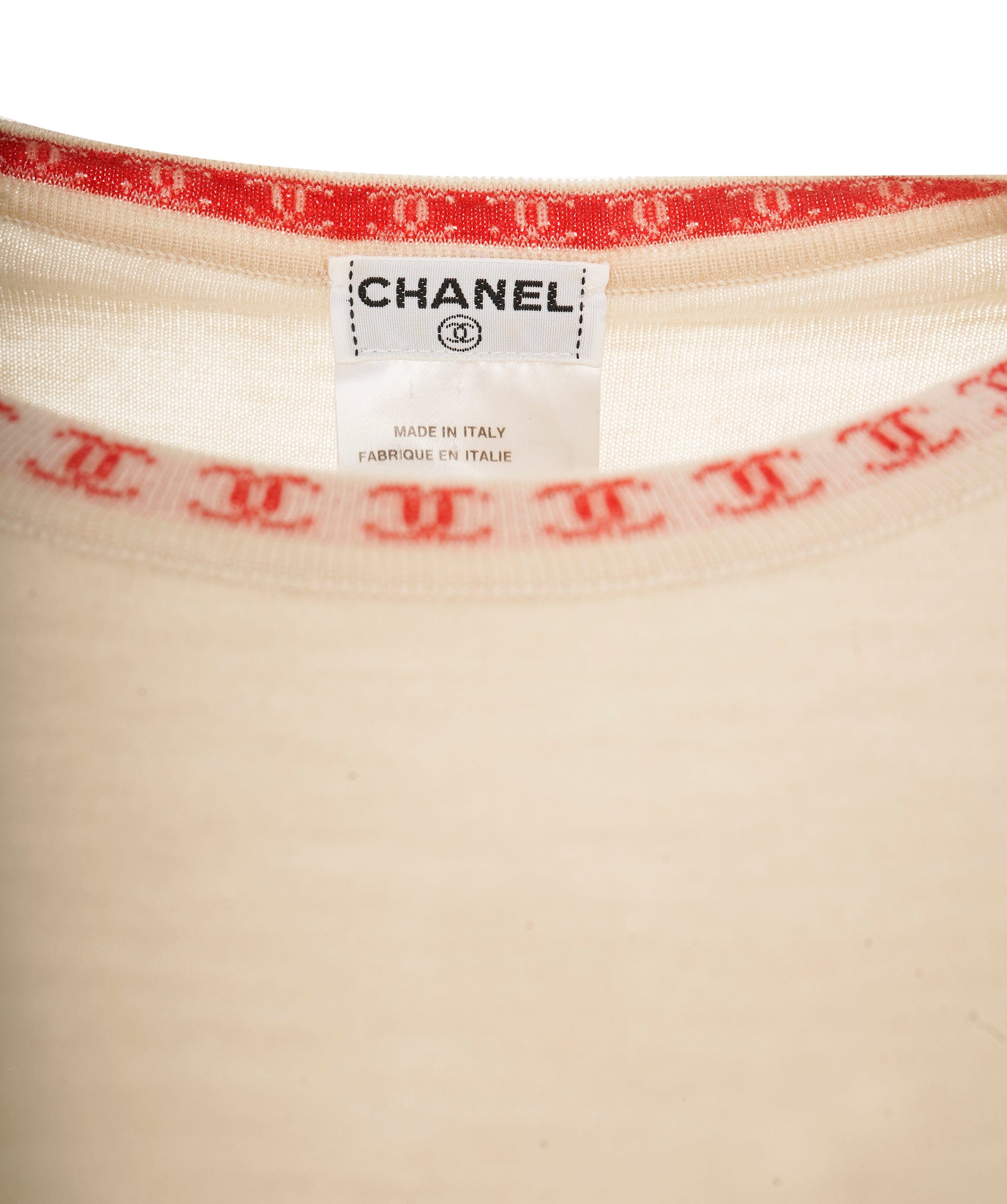 Chanel Chanel CC Collar Cashmere Sweater Beige ASL7988