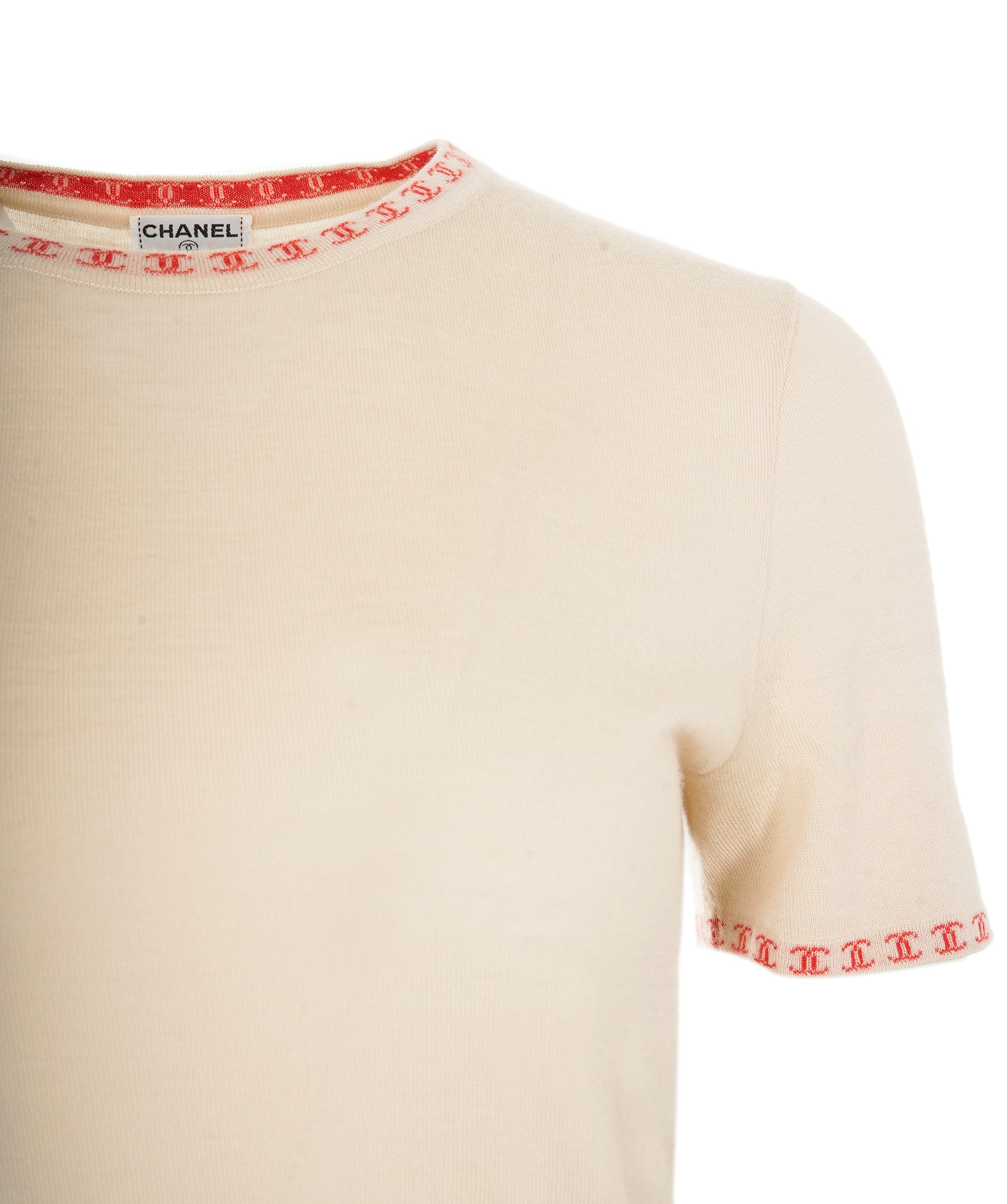 Chanel Chanel CC Collar Cashmere Sweater Beige ASL7988