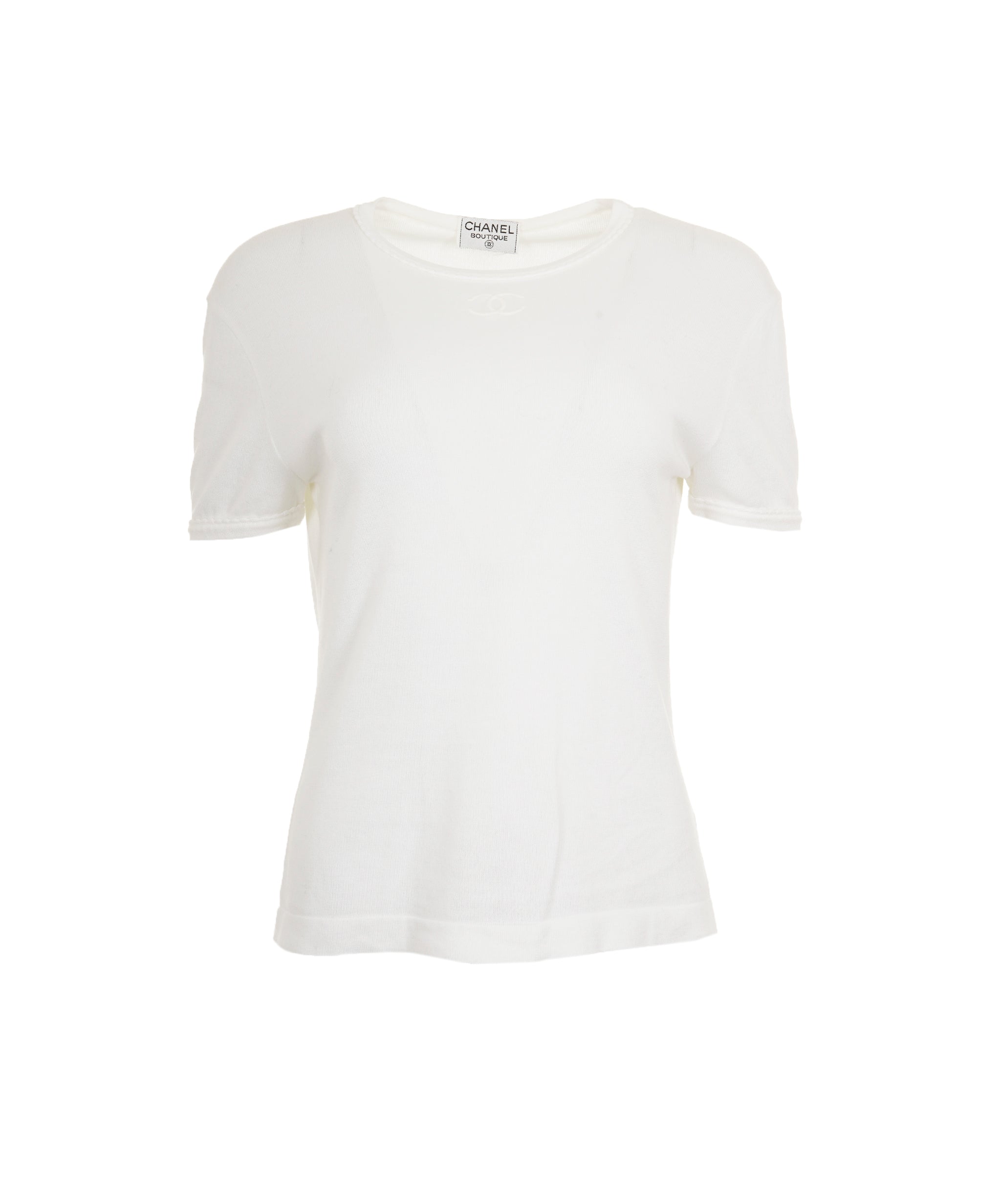 Chanel Chanel CC Collar Trimmed Top White ASL9161