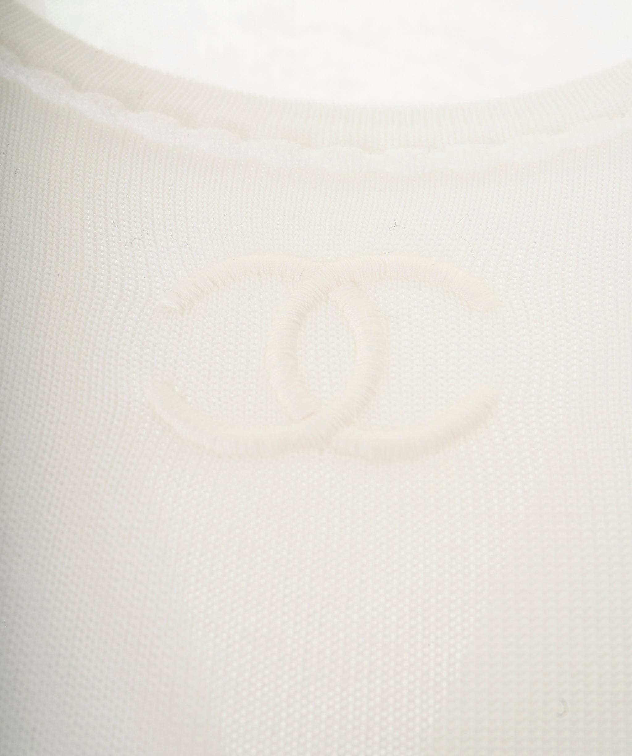 Chanel Chanel CC Collar Trimmed Top White ASL9161