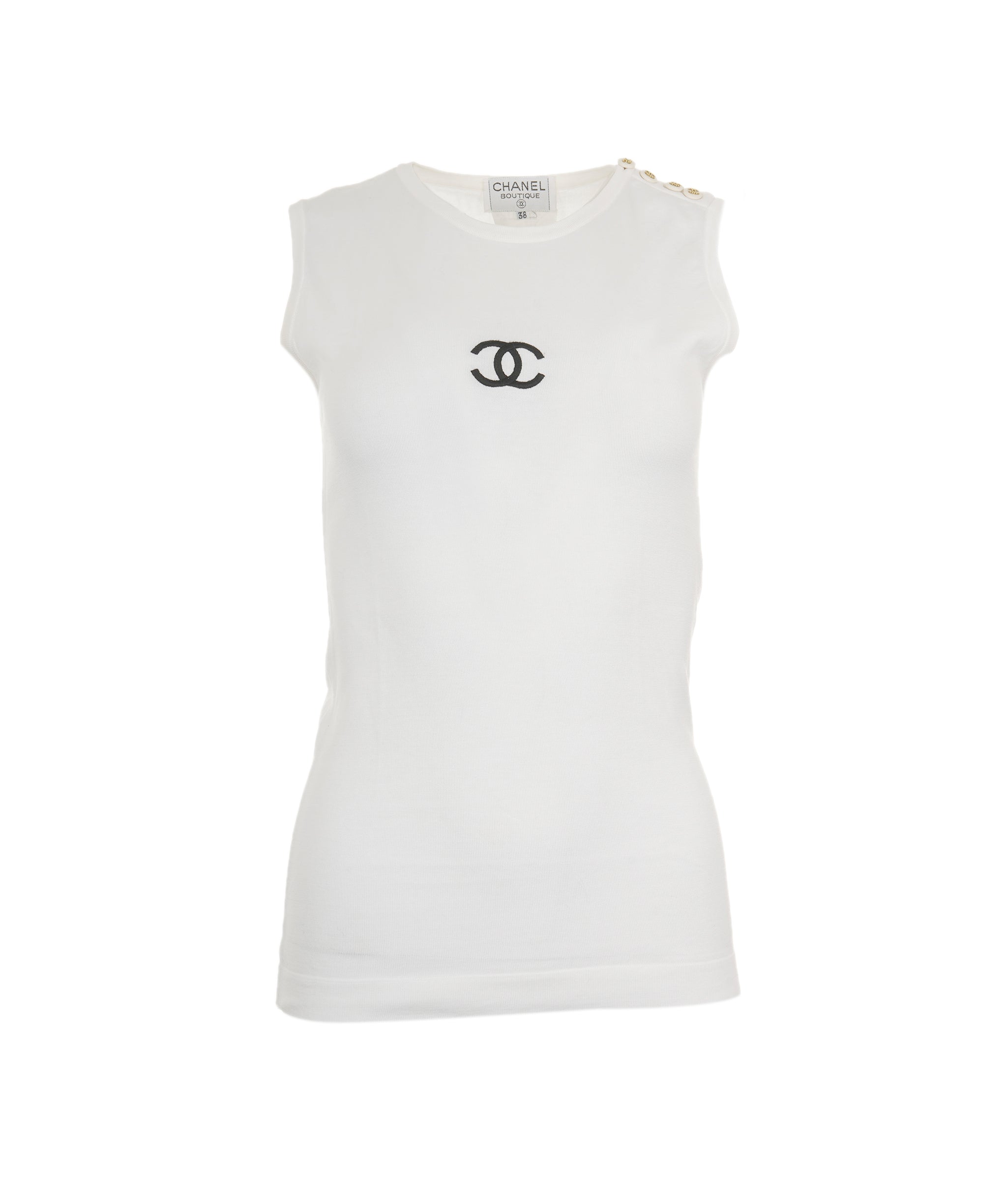 Chanel Chanel CC Knit Tank Top White ASL8611