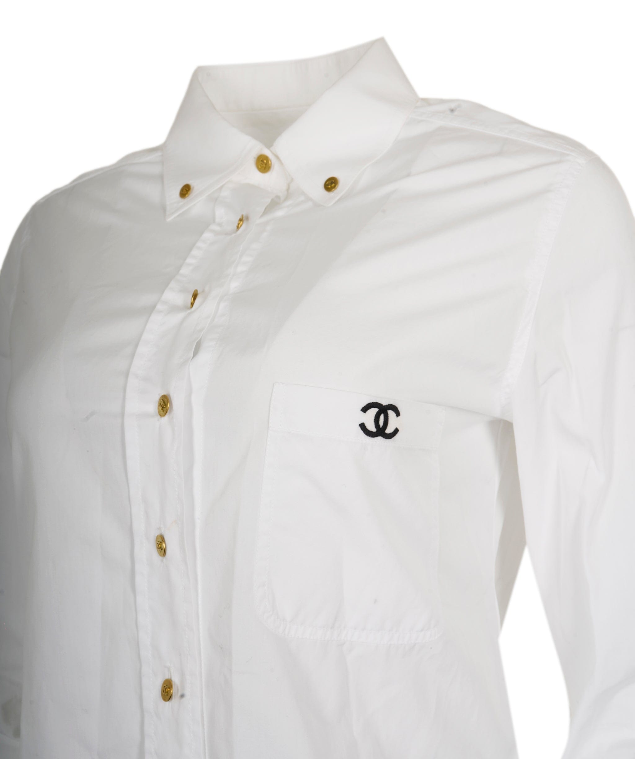 Chanel Chanel CC Pocket Button Down Shirt White ASL9547