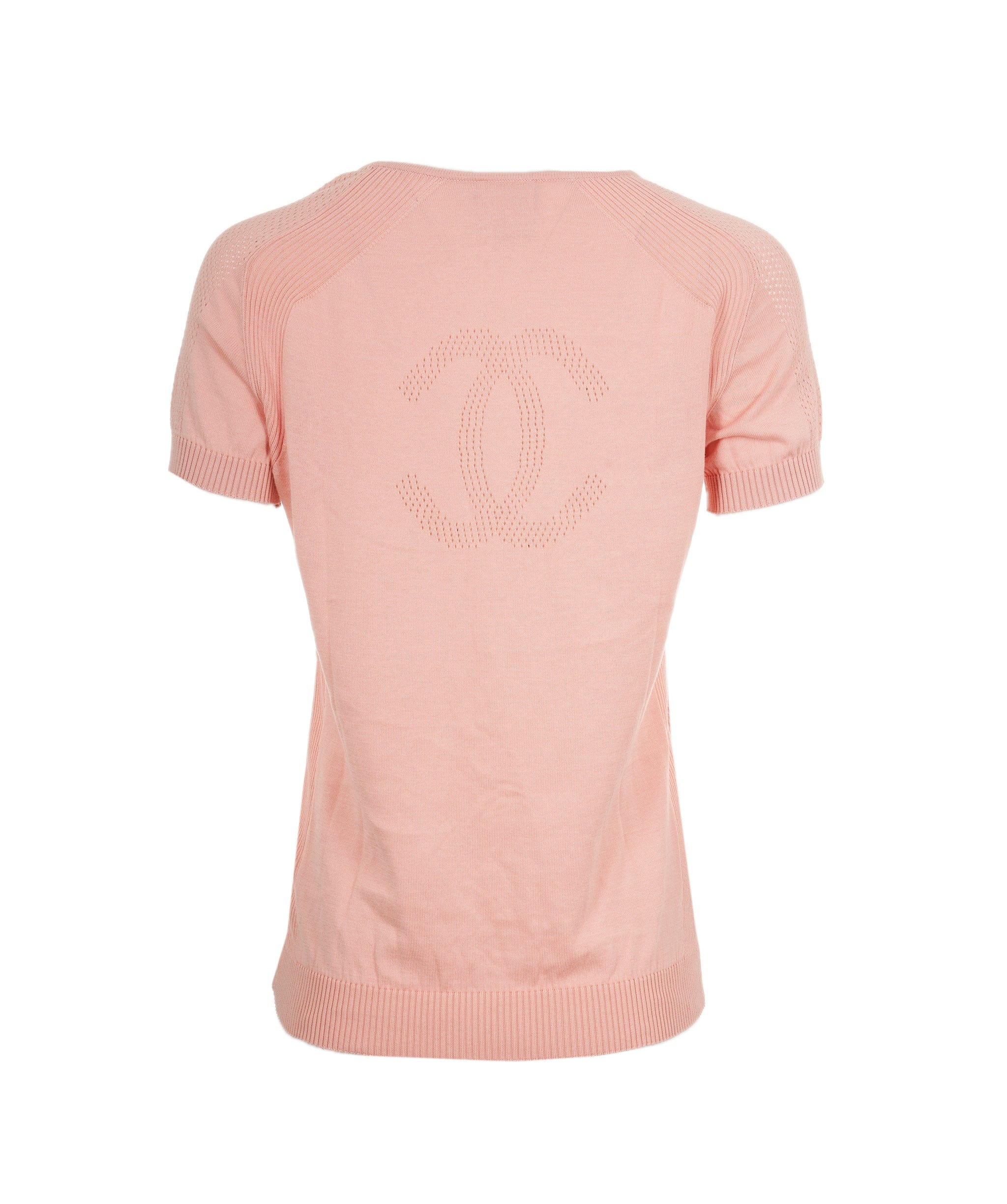 Chanel Chanel CC Punching logo Knit Top Pink ASL8610