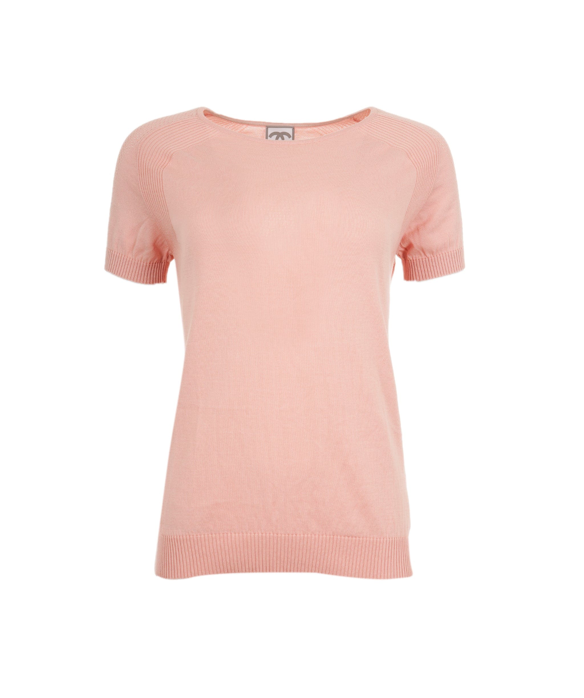 Chanel Chanel CC Punching logo Knit Top Pink ASL8610