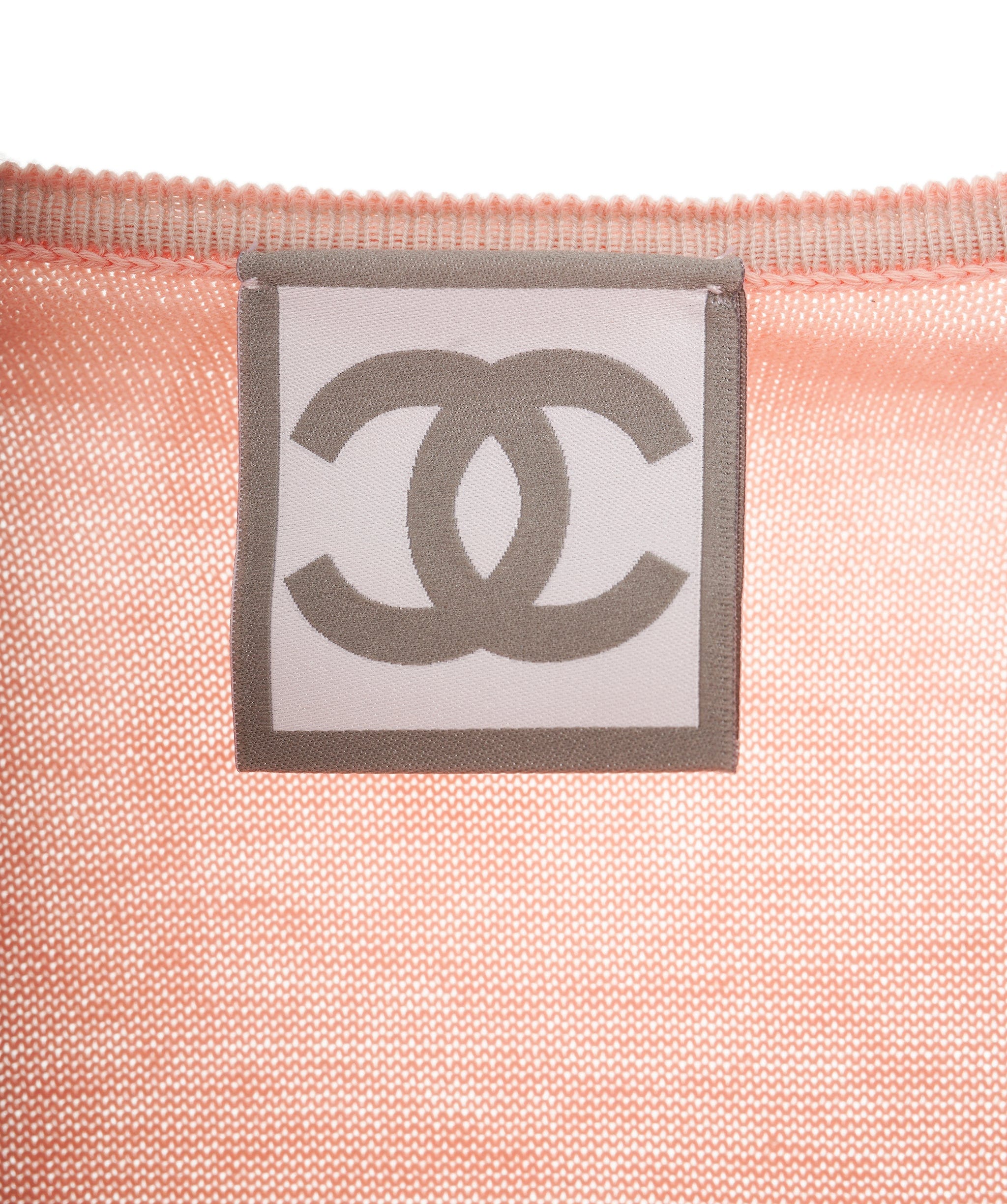 Chanel Chanel CC Punching logo Knit Top Pink ASL8610