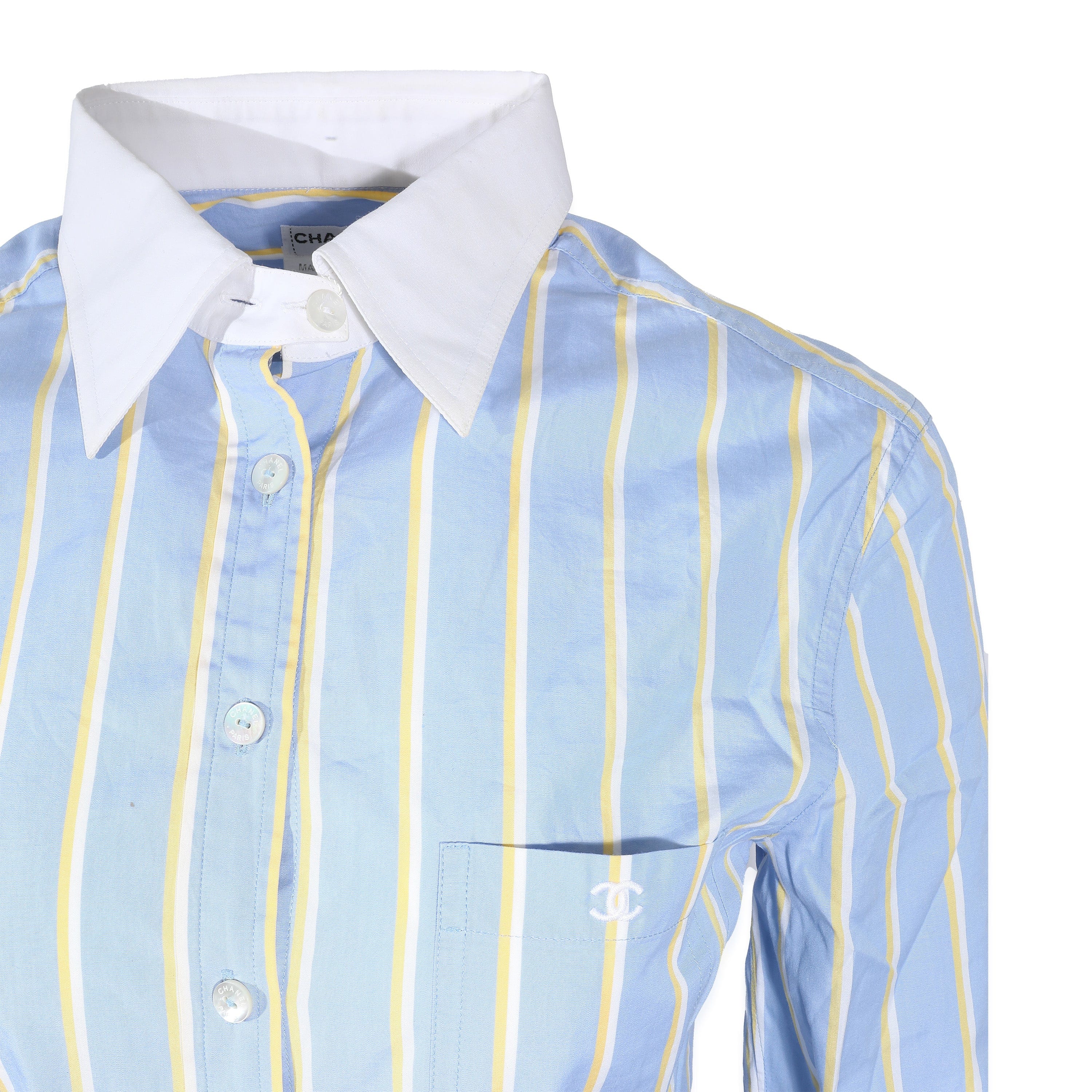 Chanel Chanel CC Stripe Button up Shirt Blue ASL9210