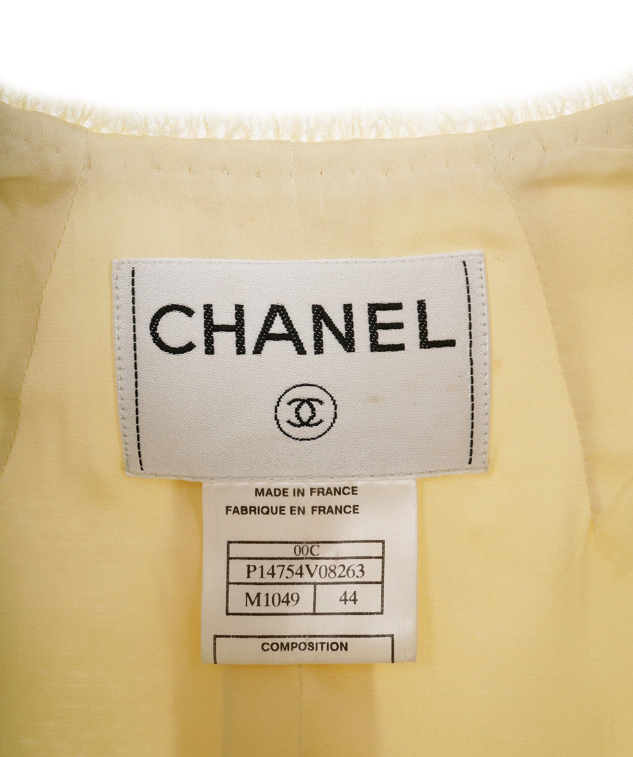 Chanel Chanel Cream Tweed Jacket with Silver Logo Buttons FR 44 (UK 16) ASL8213