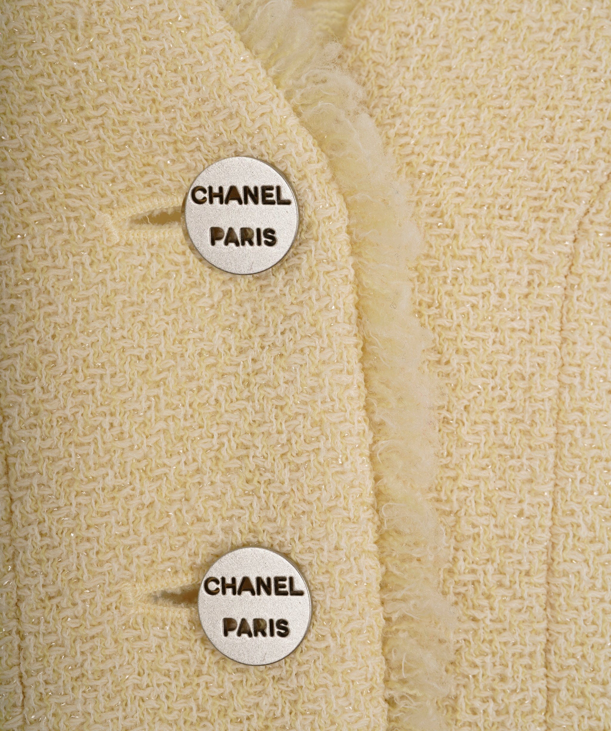 Chanel Chanel Cream Tweed Jacket with Silver Logo Buttons FR 44 (UK 16) ASL8213