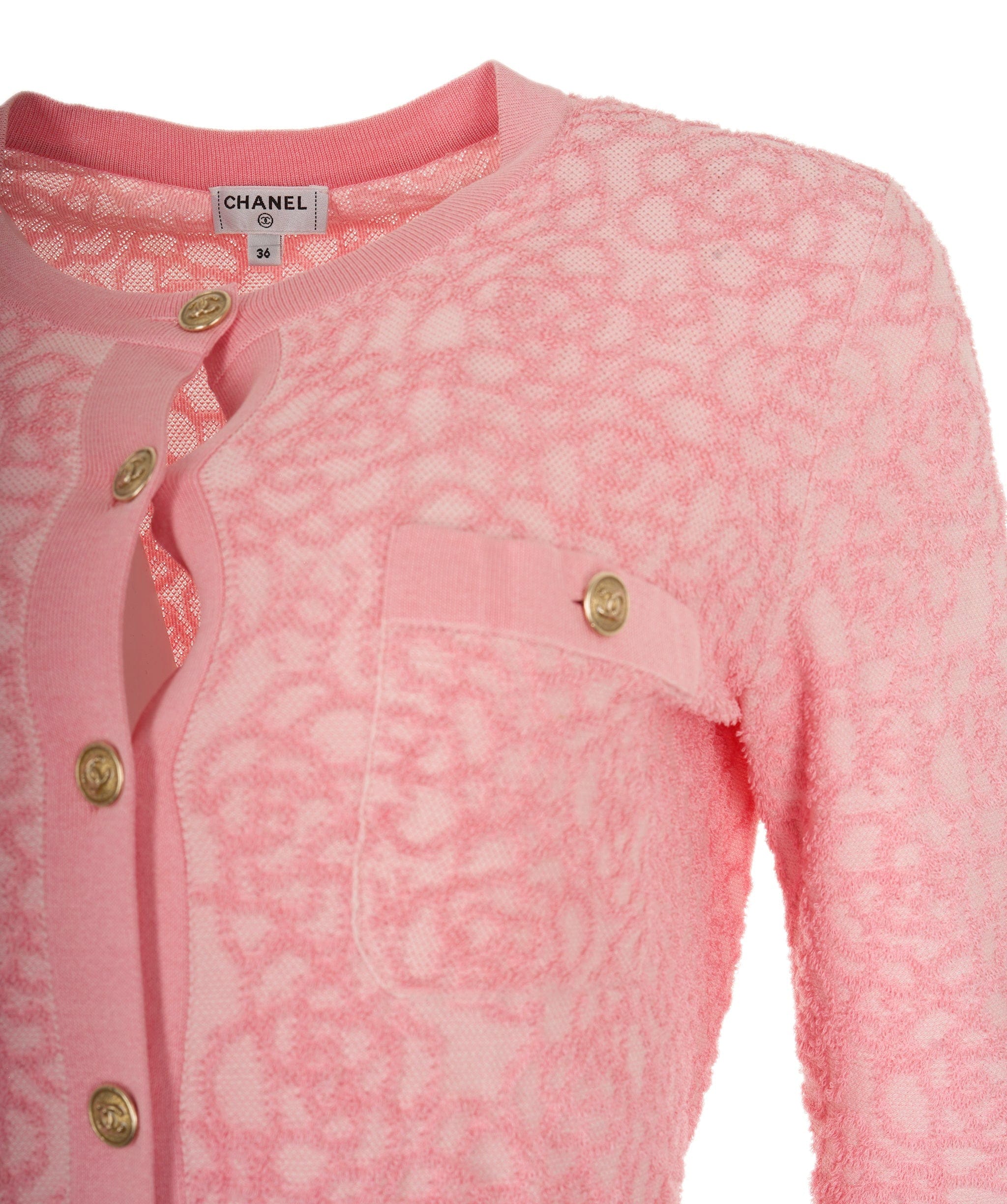 Chanel Chanel Dress cardigan pink camelias 21C FR36 P70364K10009 AVC1711