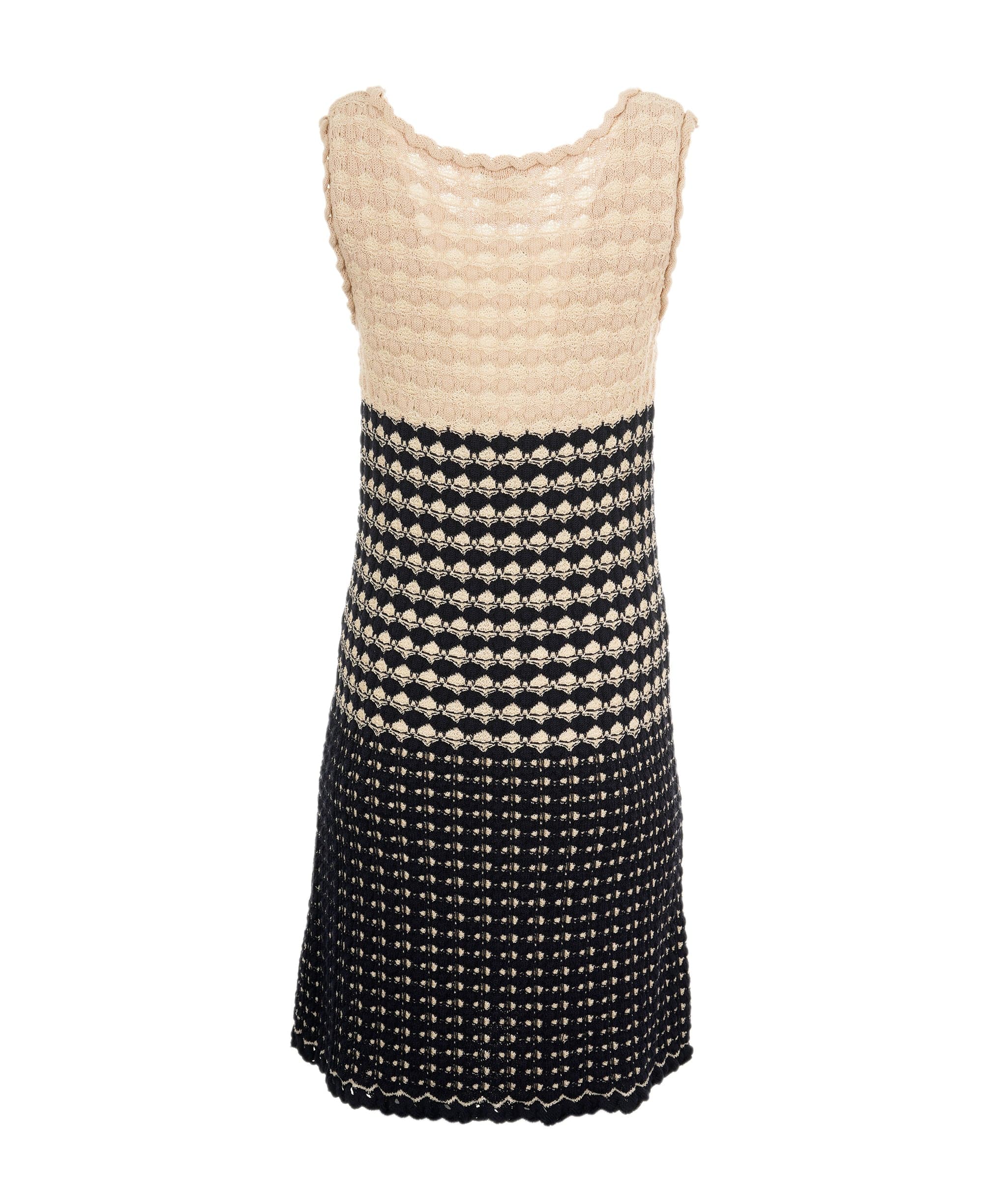 Chanel chanel dress knit gold beige navy  AVL1231