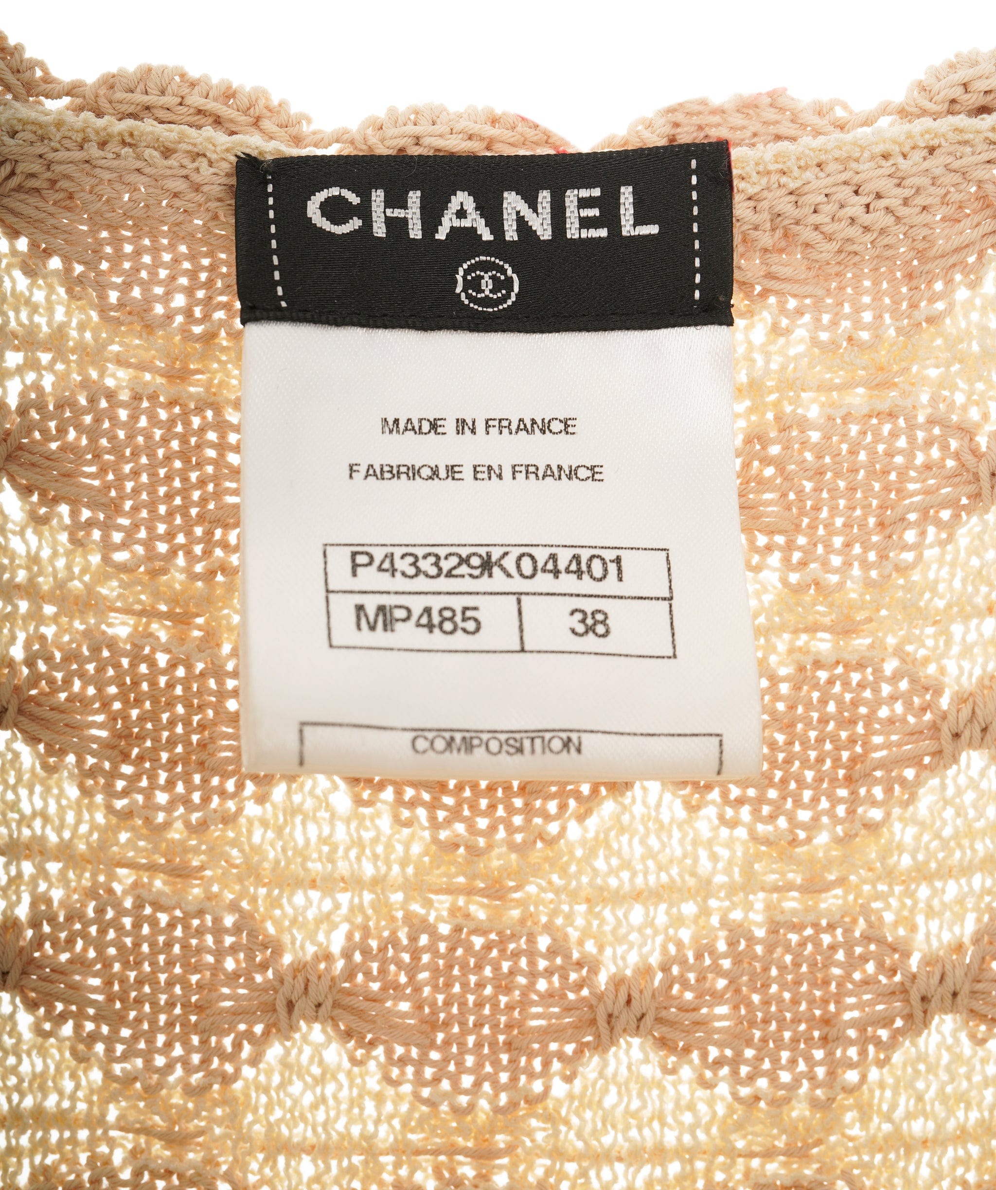 Chanel chanel dress knit gold beige navy  AVL1231