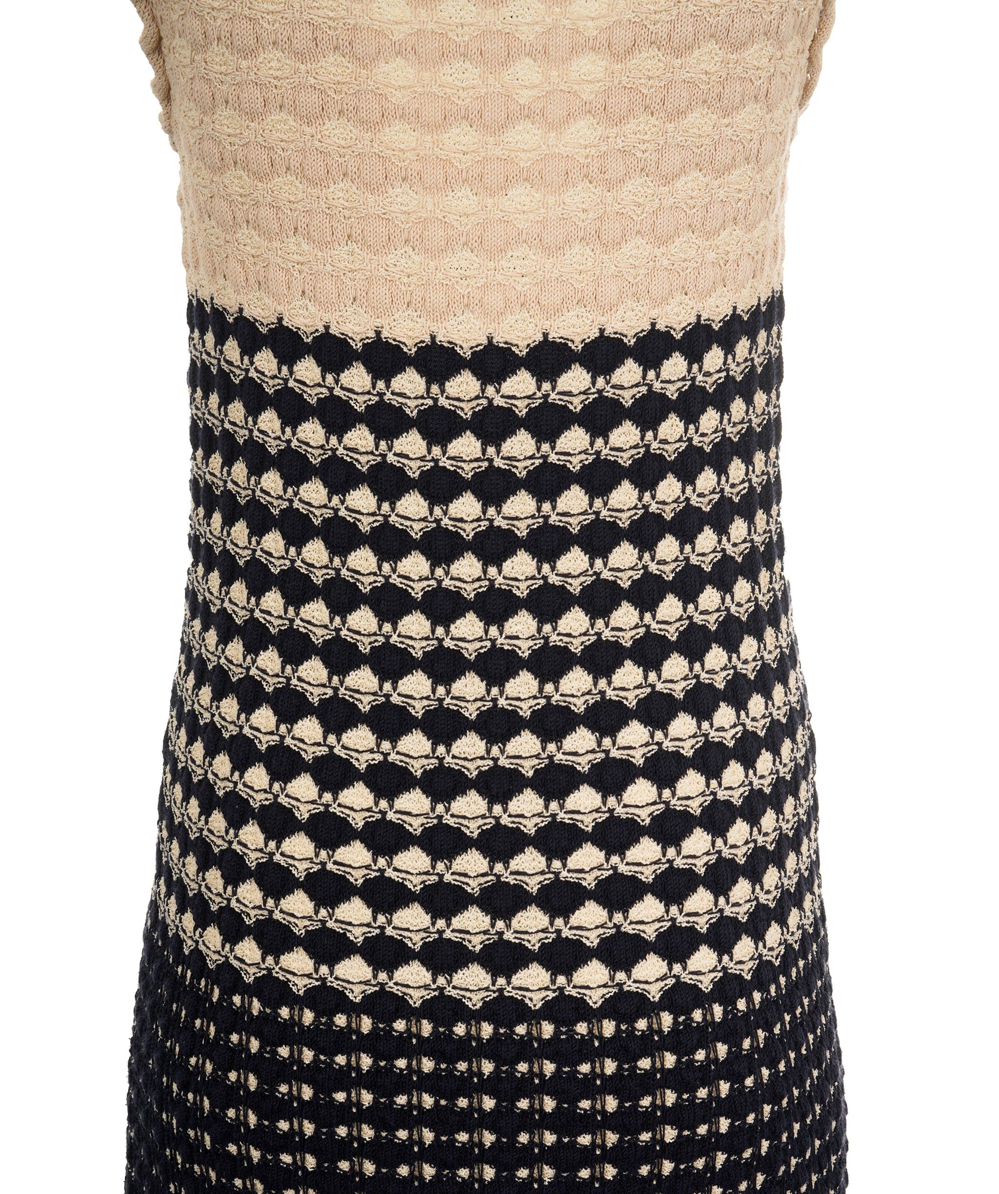 Chanel chanel dress knit gold beige navy  AVL1231