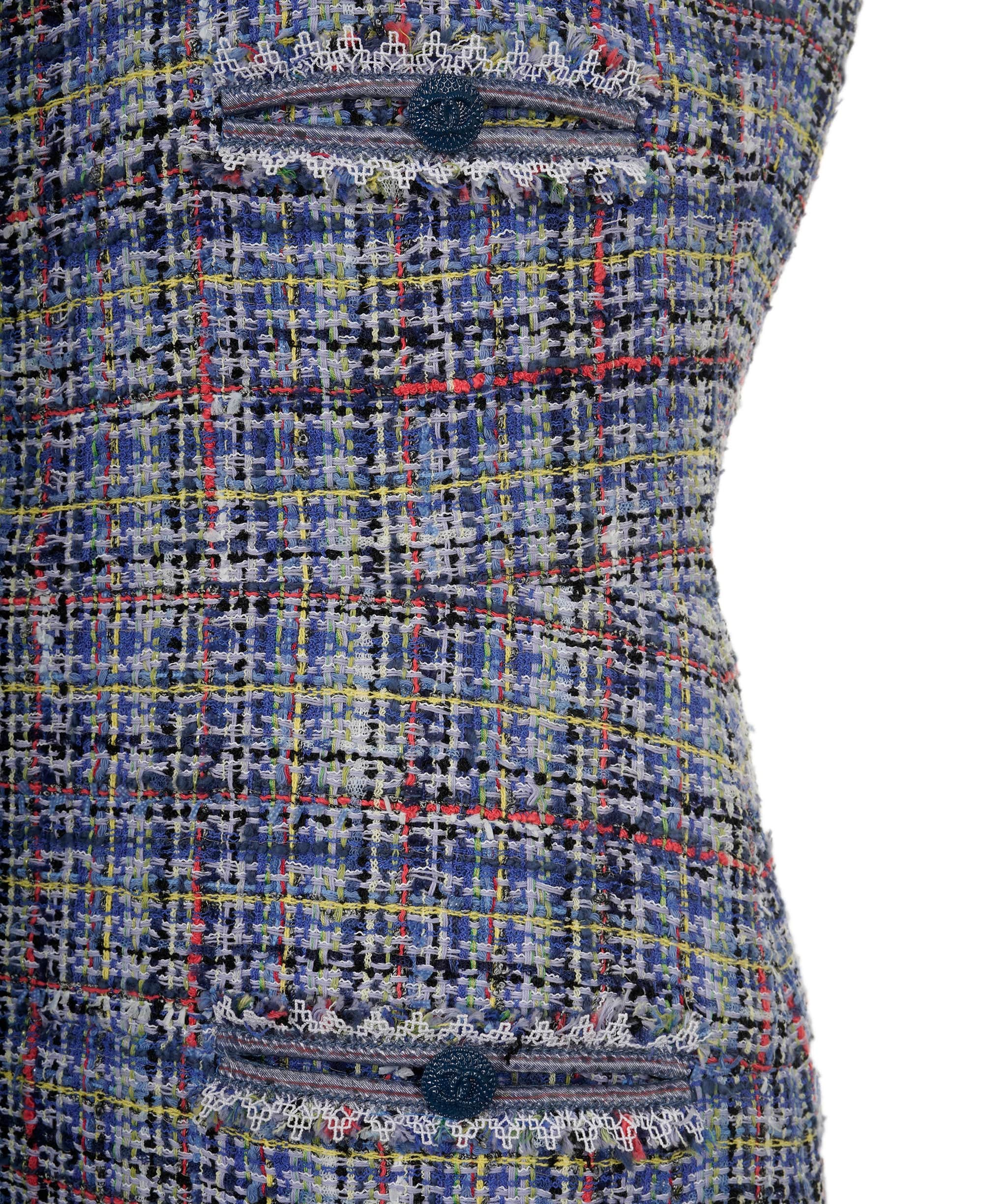 Chanel Chanel Dress tweed blue SS09 FR36  AVC1255