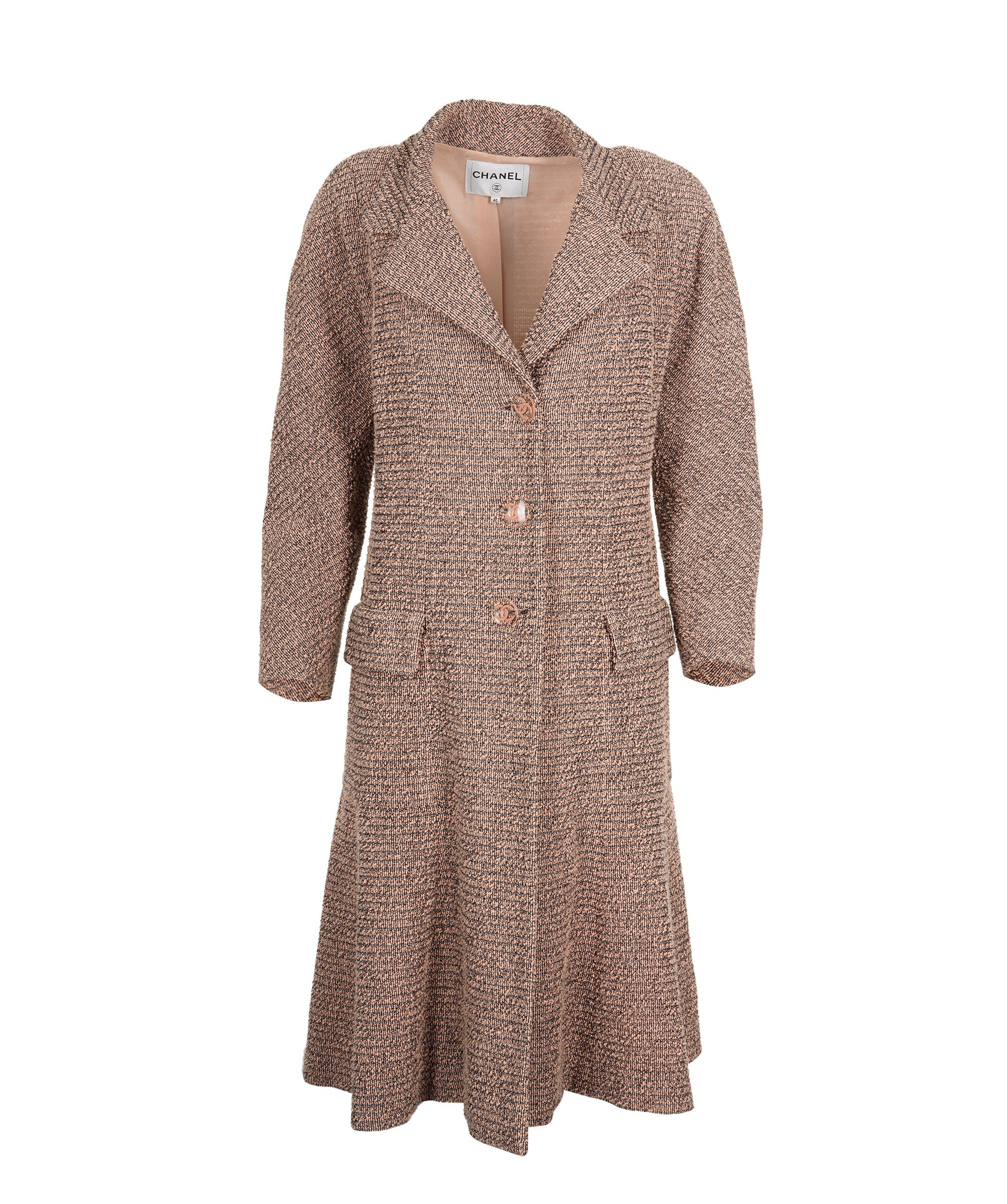 Chanel Chanel Dusty Pink Tweed Coat with CC Buttons Size FR 40 (UK 12) ASL9733