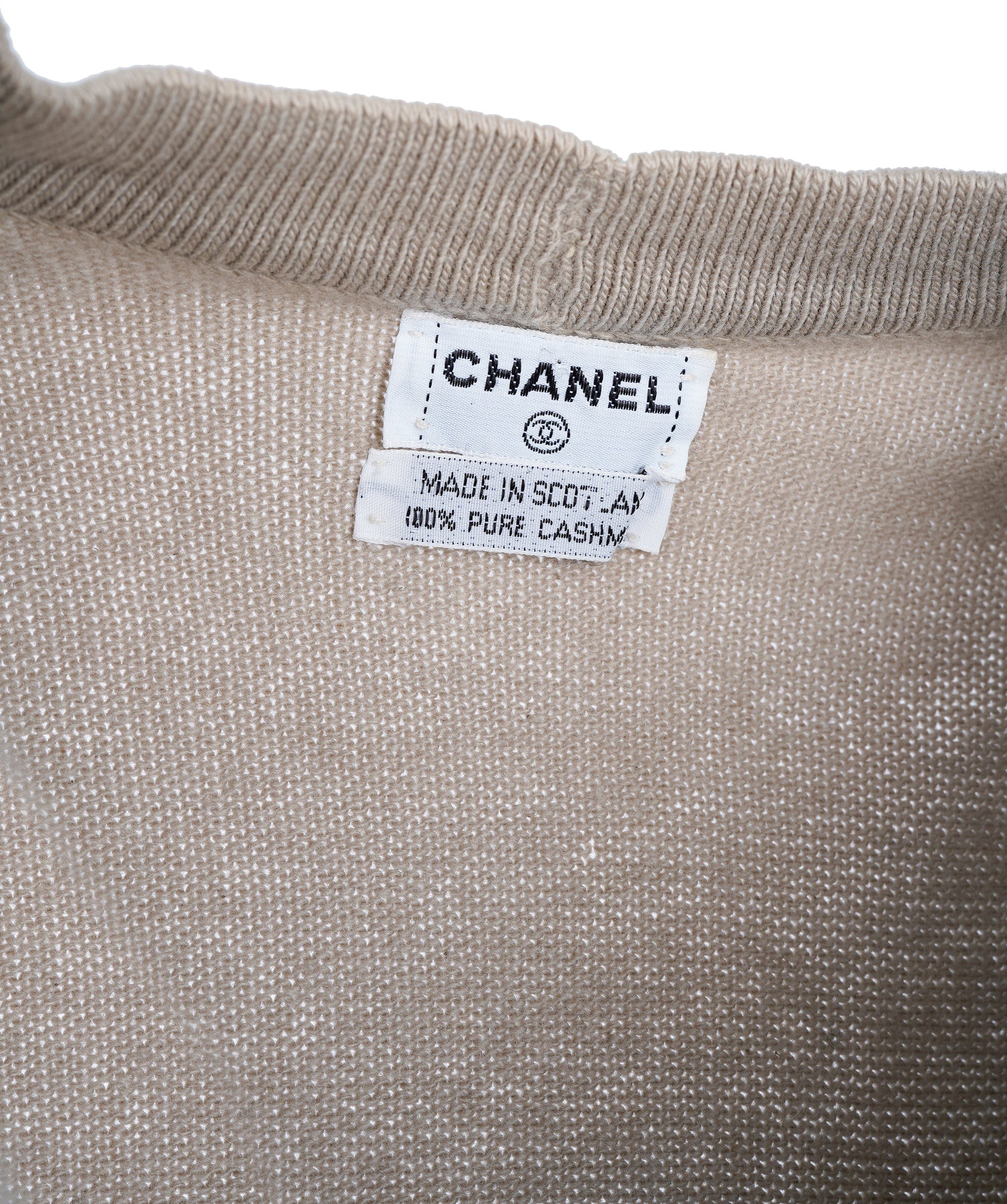 Chanel Chanel Gold Buttons Bicolor Cardigan Beige ASL10072