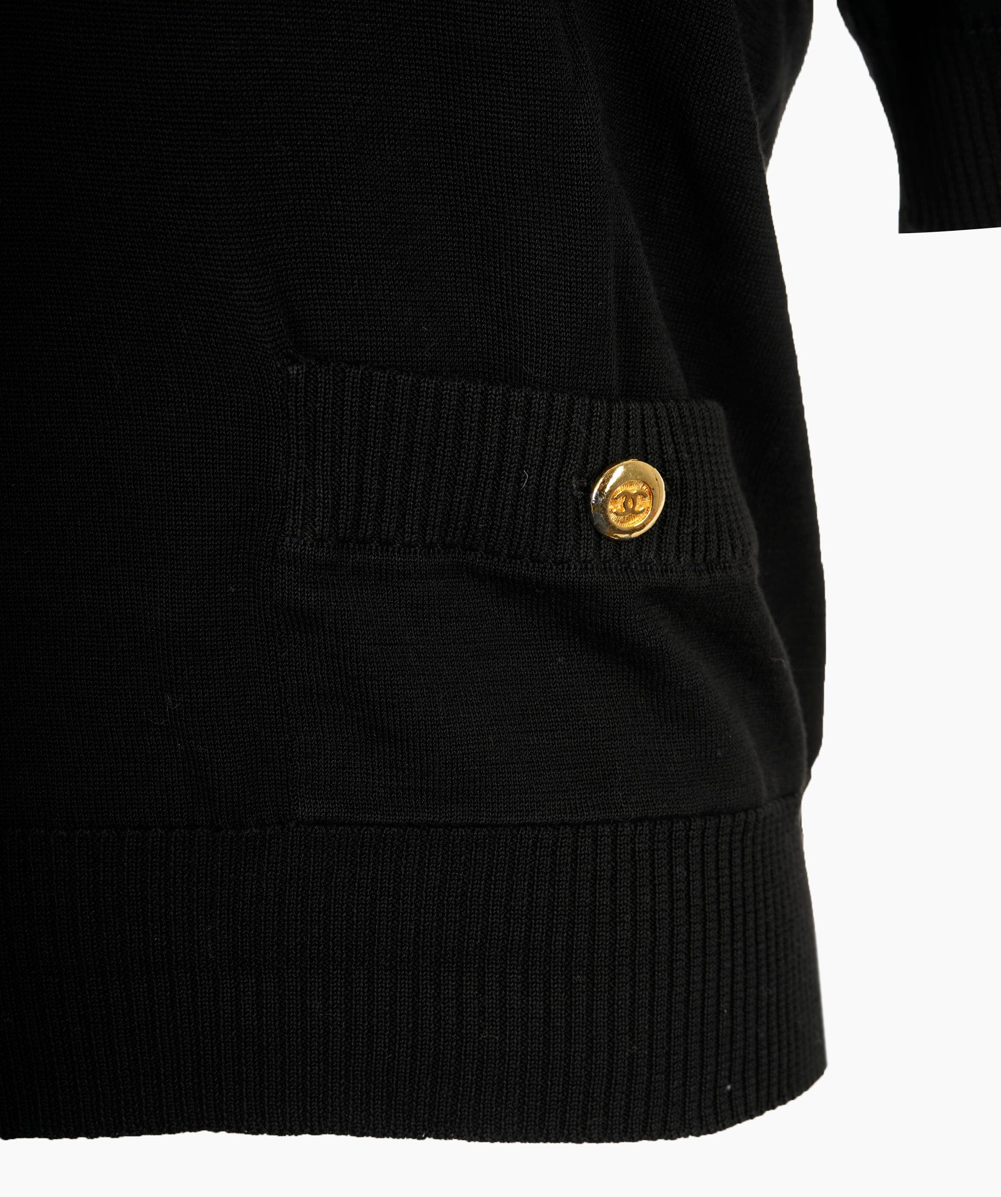 Chanel Chanel Gold CC Button Black Polo #40 ASL9808