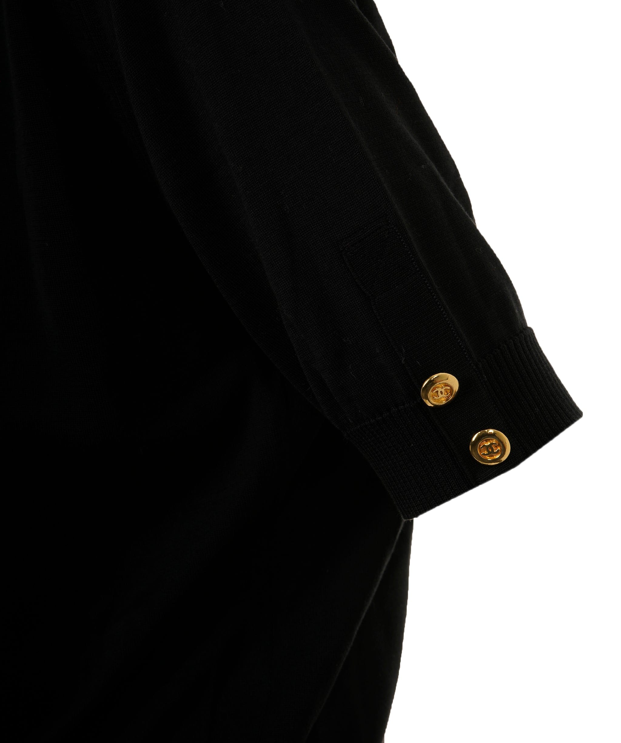 Chanel Chanel Gold CC Button Black Polo #40 ASL9808