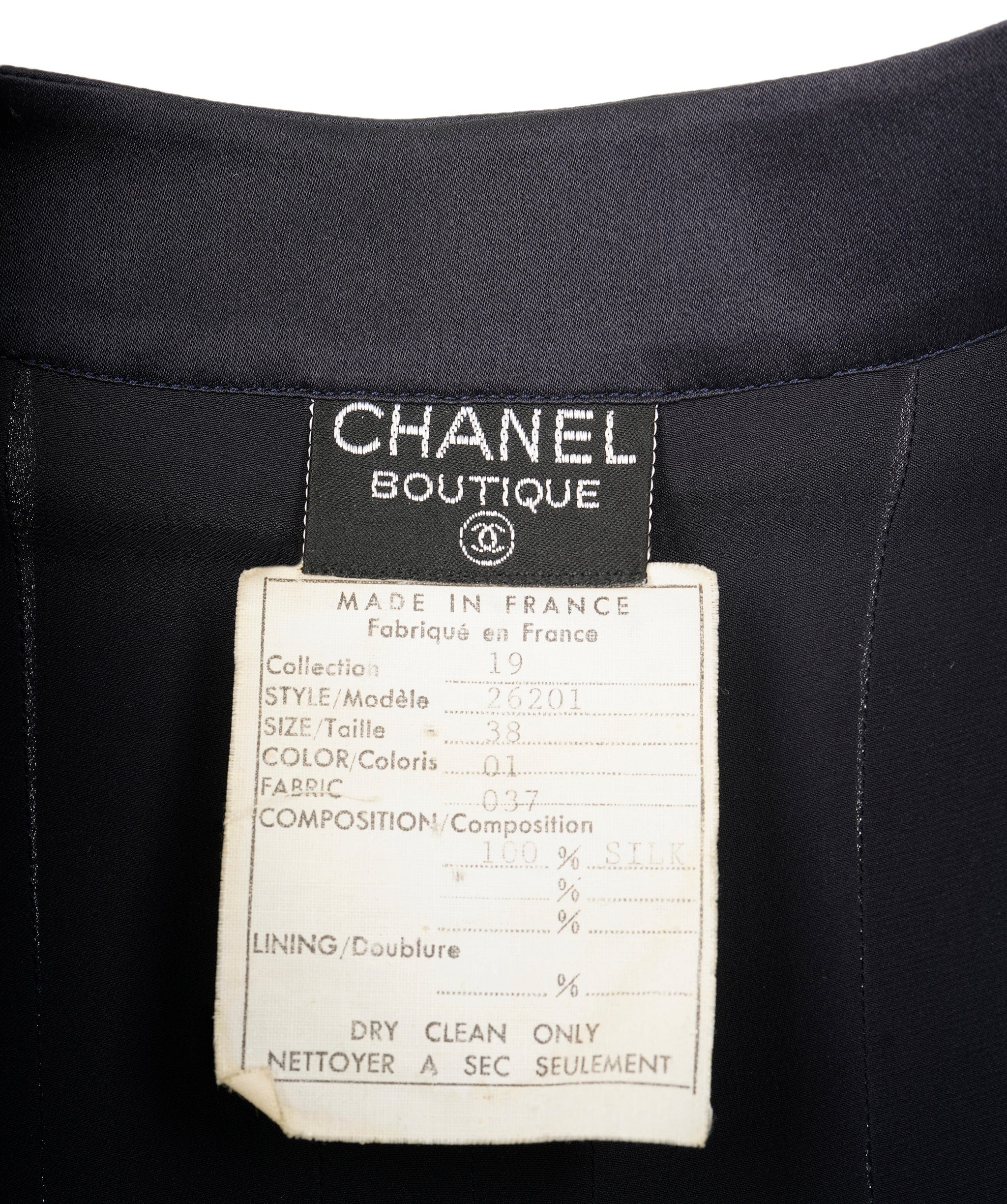 Chanel Chanel Gold CC Buttons Silk Shirt Sleeveless Navy ASL4947