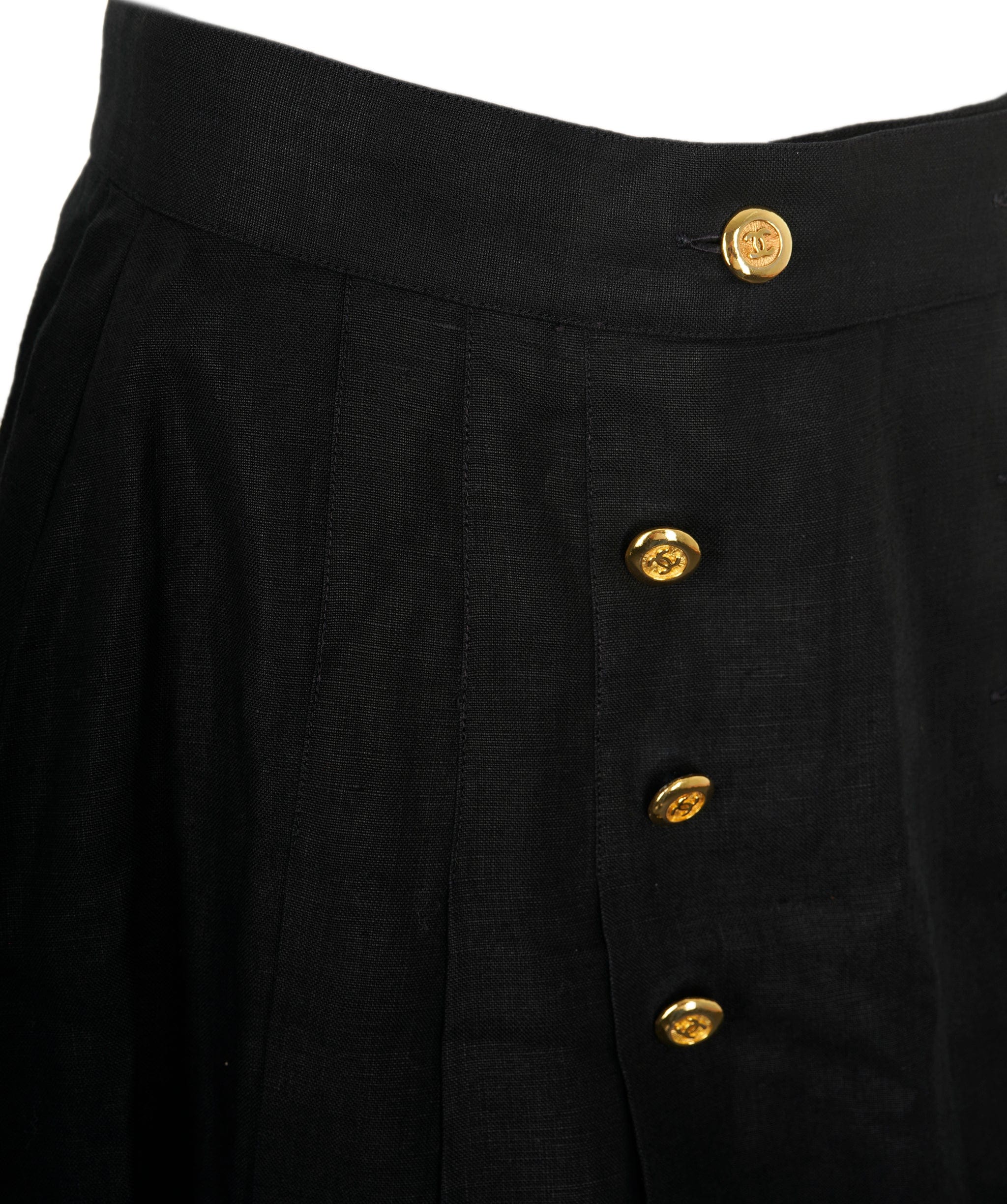 Chanel Chanel Gold CC Buttons Skirt Black  ASL8595