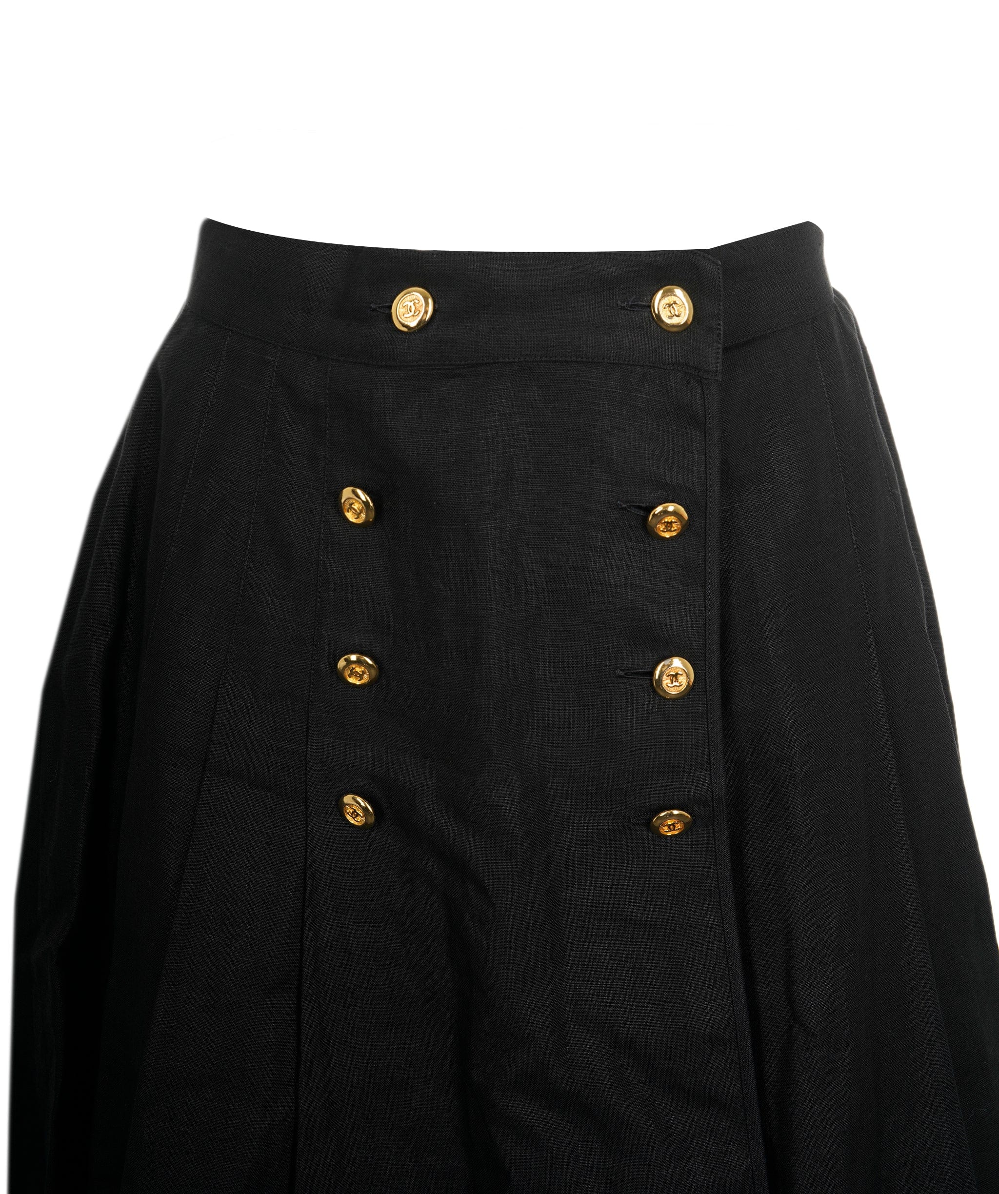 Chanel Chanel Gold CC Buttons Skirt Black  ASL8595