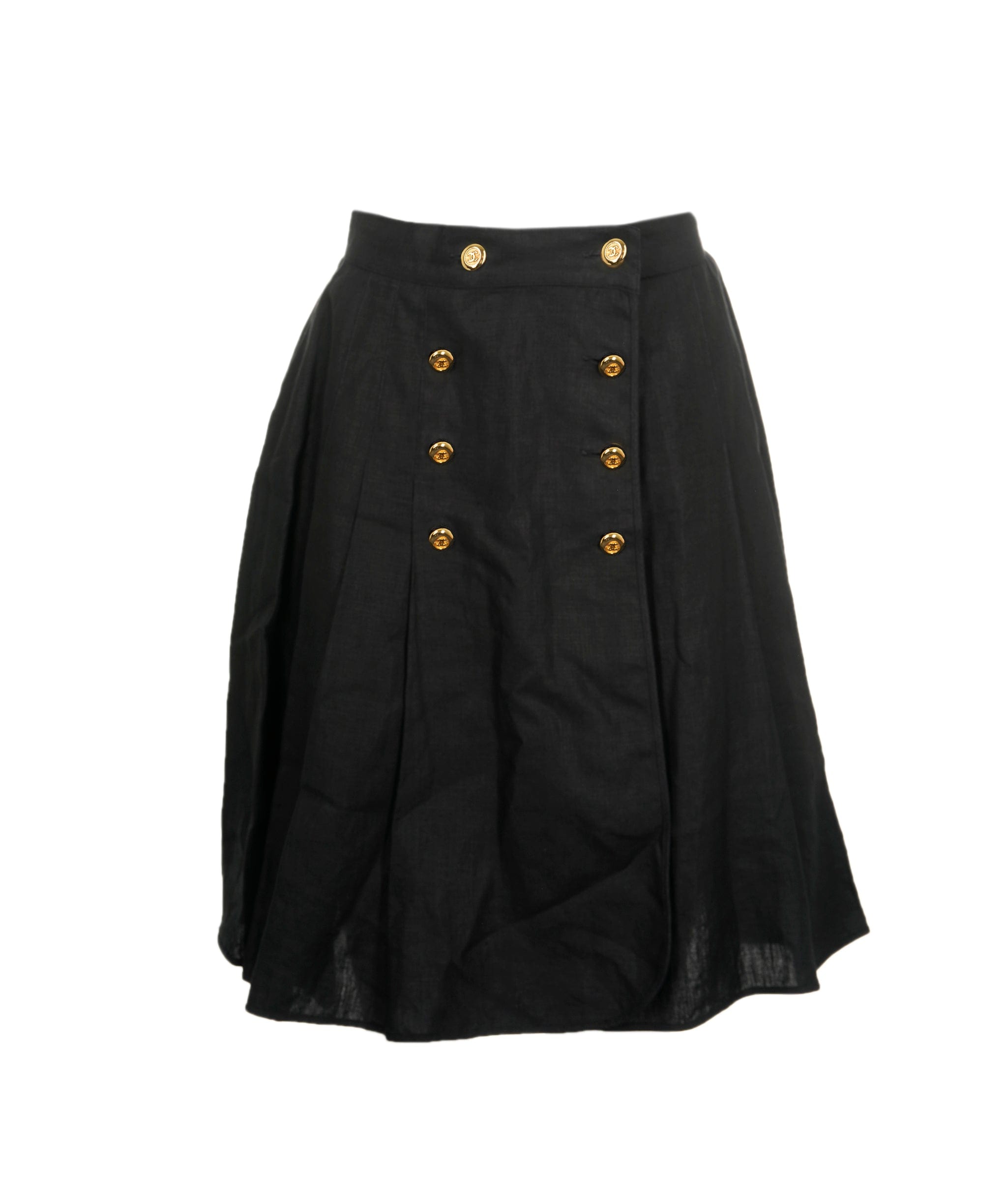 Chanel Chanel Gold CC Buttons Skirt Black  ASL8595