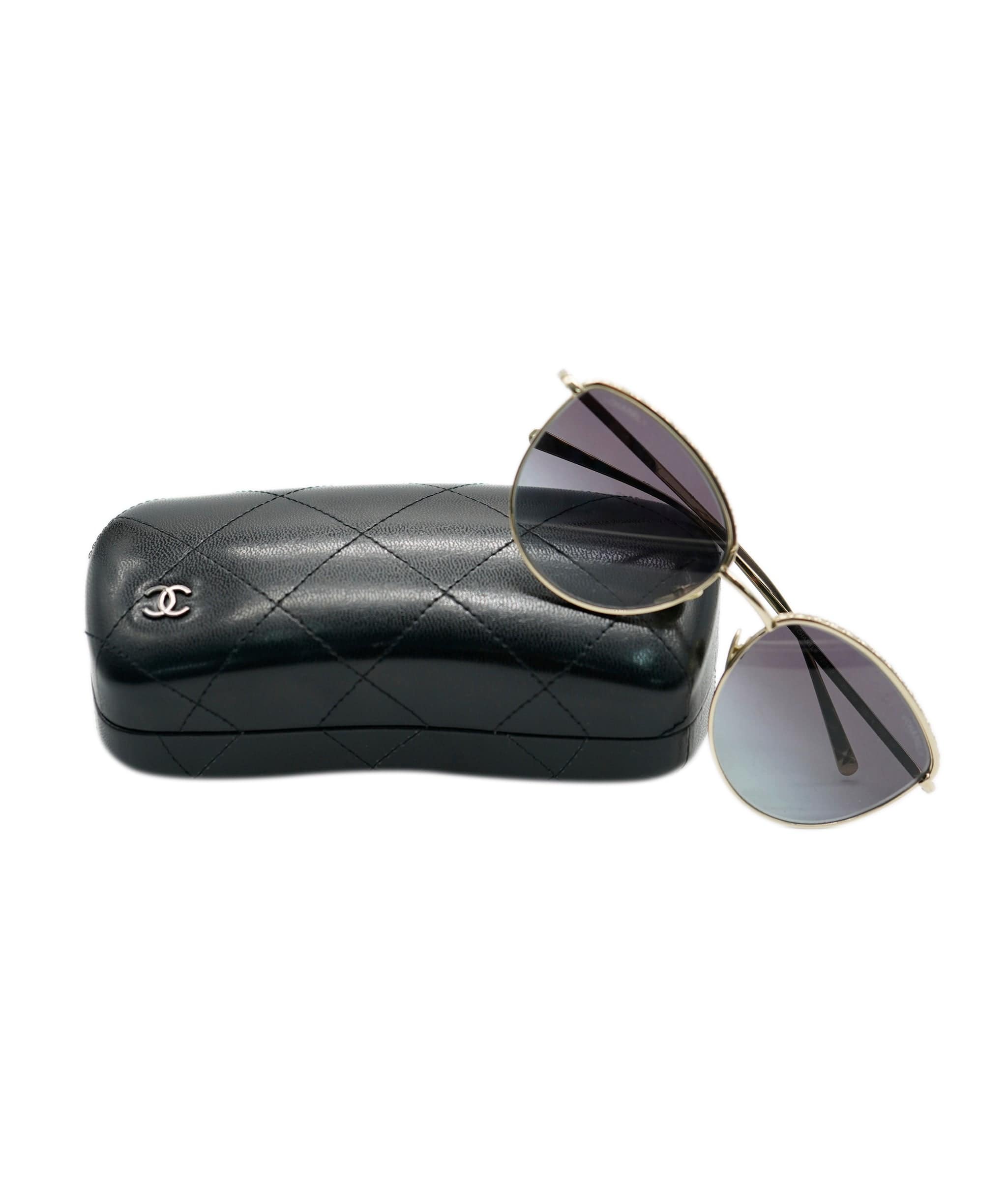 Chanel chanel gold tinted sunglasses with crystail detailing  ASL8488