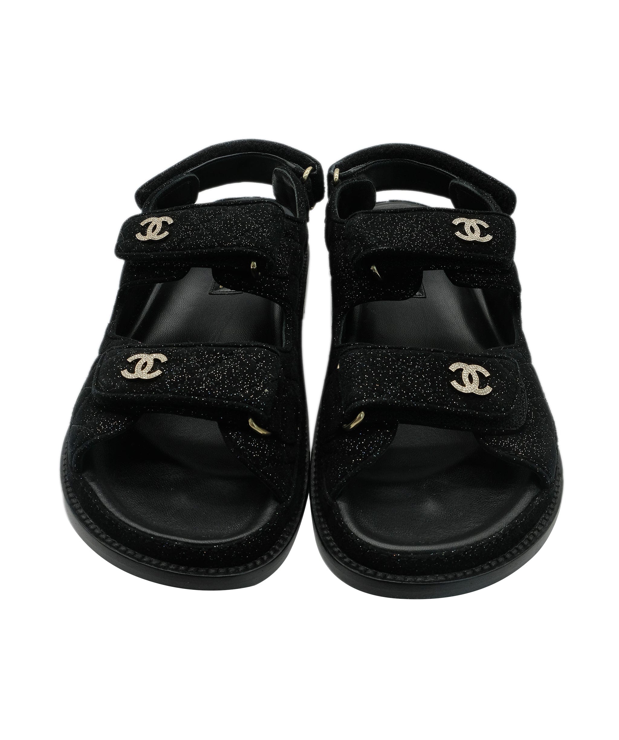 Chanel Chanel Grandad Black Sandals 37.5 RJC2500