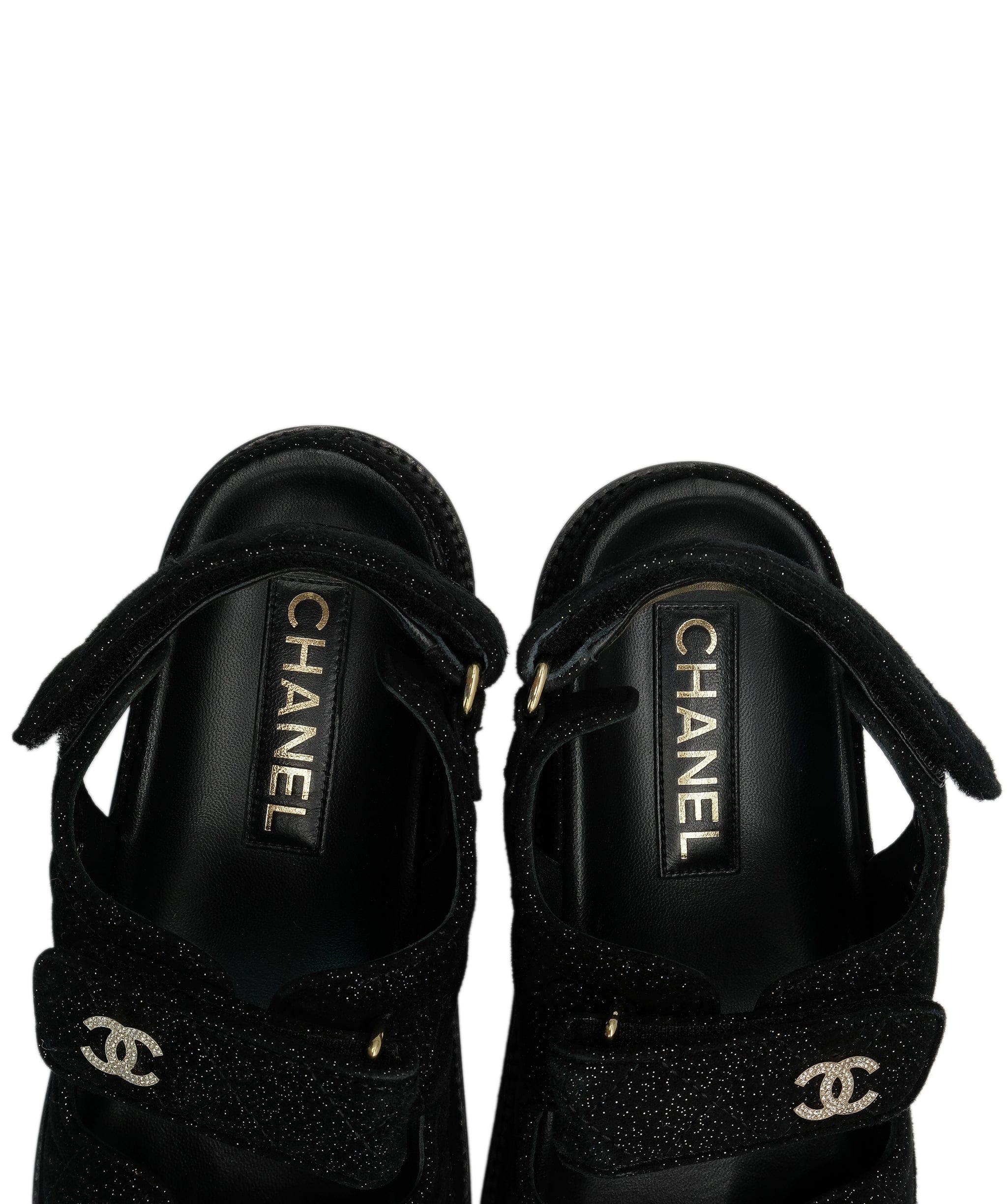 Chanel Chanel Grandad Black Sandals 37.5 RJC2500